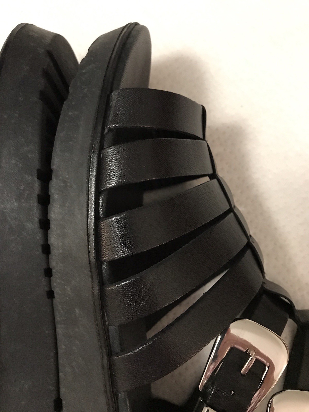 Vagabond Strappy Gladiator Sandals Women 8.5 Black Silver Buckles Heel Zip Boho