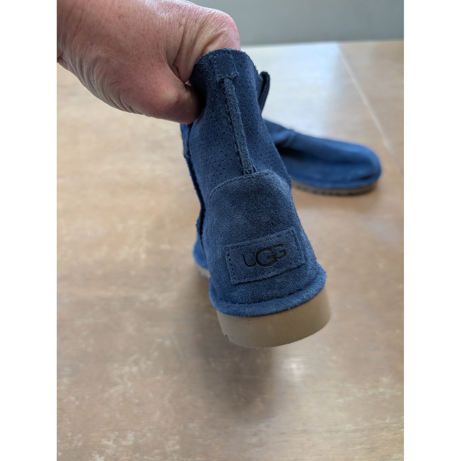 UGG Classic Unlined Blue Perf Suede Ankle Boots Womens 8 comfort pull on street