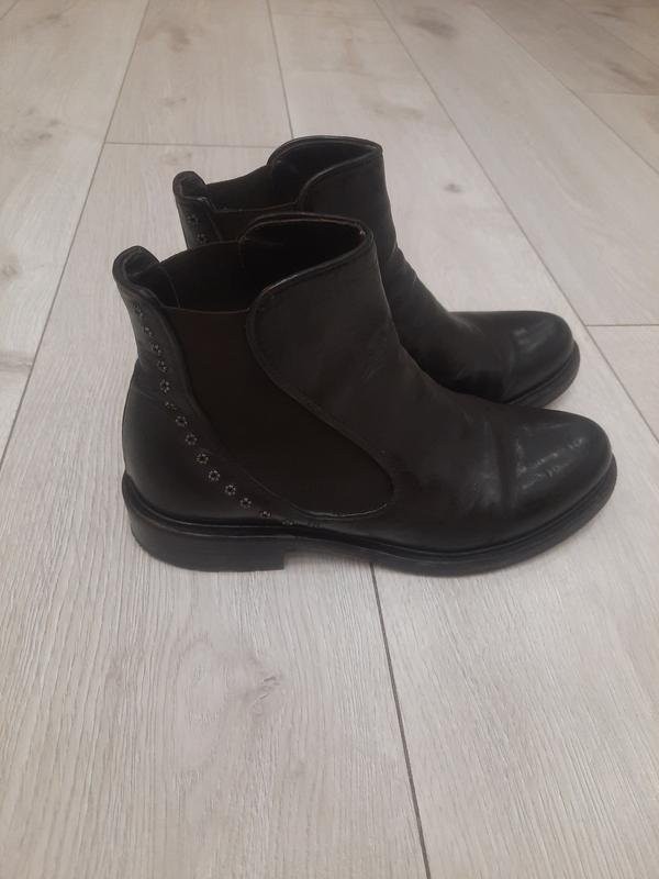 women navy boot boots black leather 37 #B8J6
