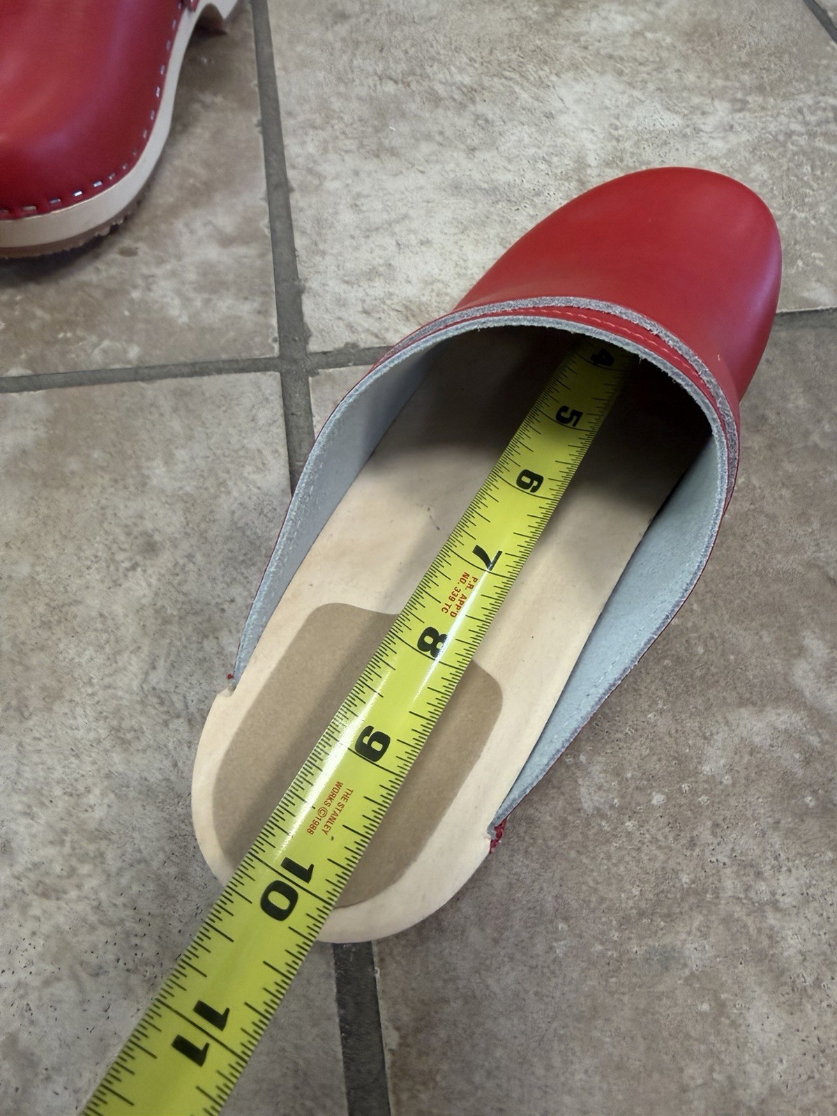 VERKA Swedish Wooden Clogs Lingonberry Red Leather EU 41 US 10-10.5 NWOB