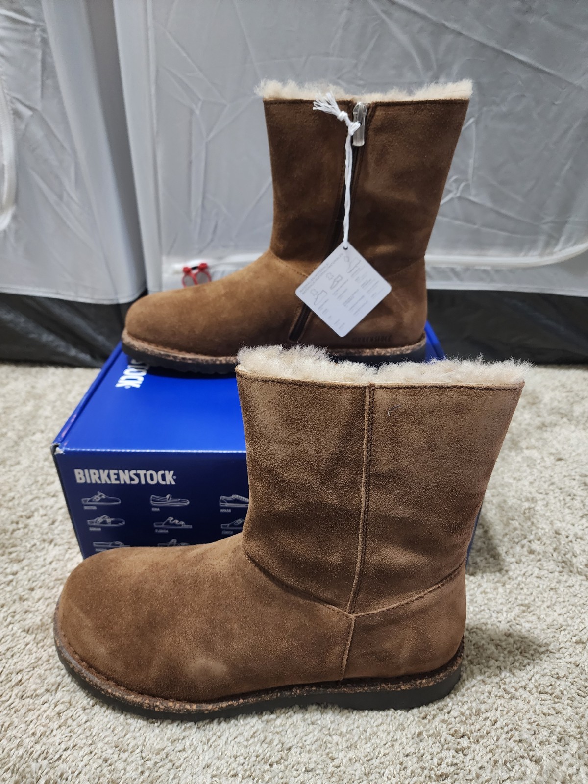 Birkenstock Uppsala Zip Shearling Boots Dark Tea US 10 EUR 41 Regular Wide NEW