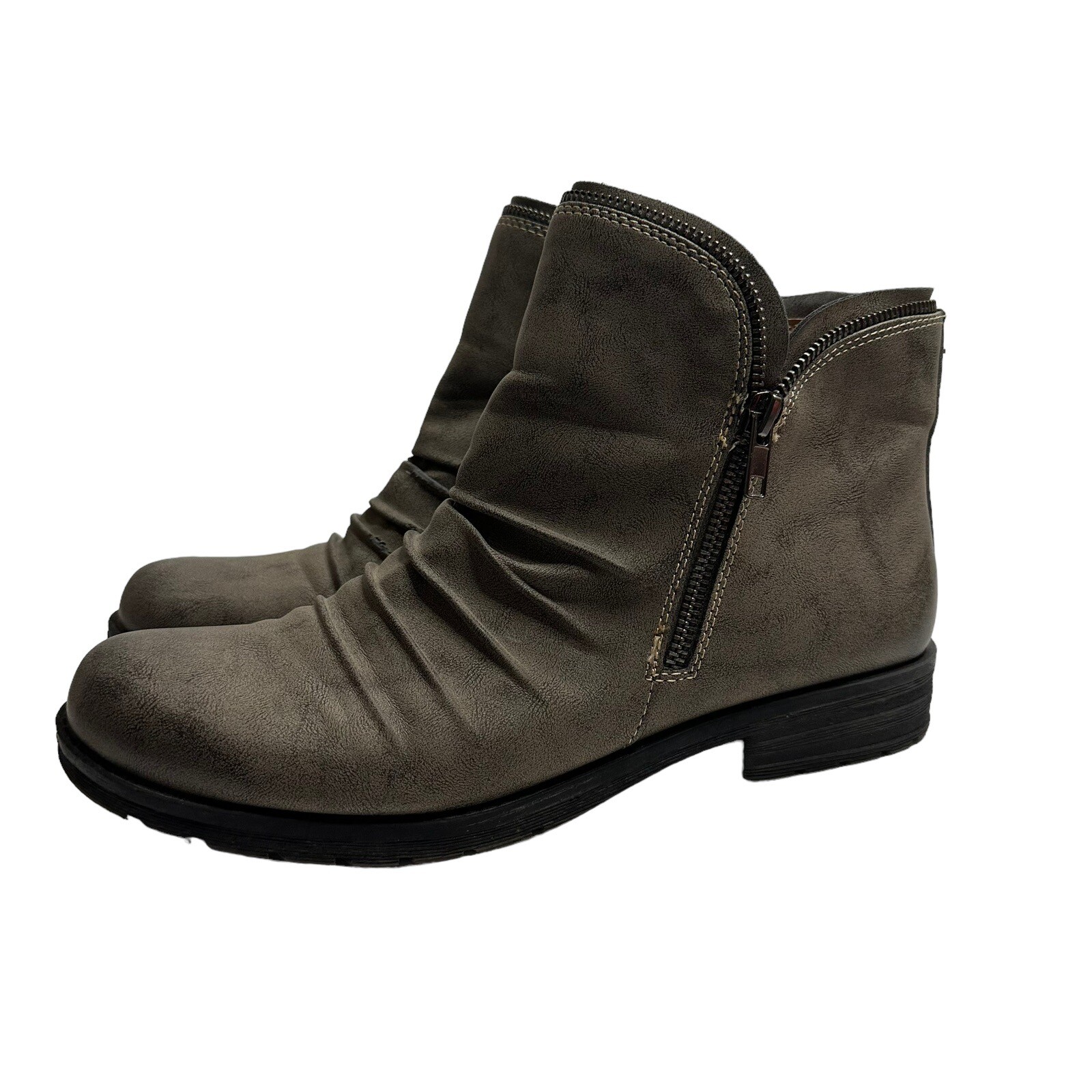 Natural Soul Brisha Ankle Booties Side Zip Gray Faux Leather Women’s Size 11