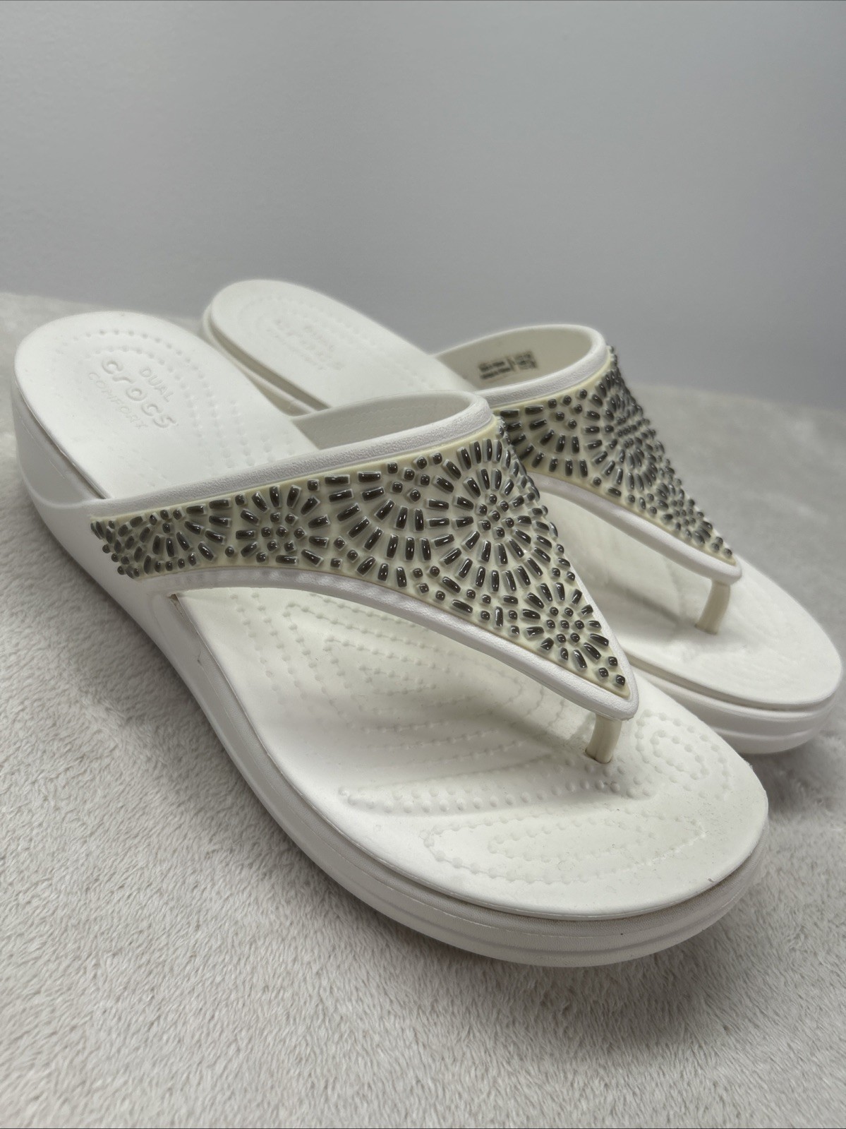 Crocs Monterey Diamante Wedge Flip Flop Sandals Womens Size 7