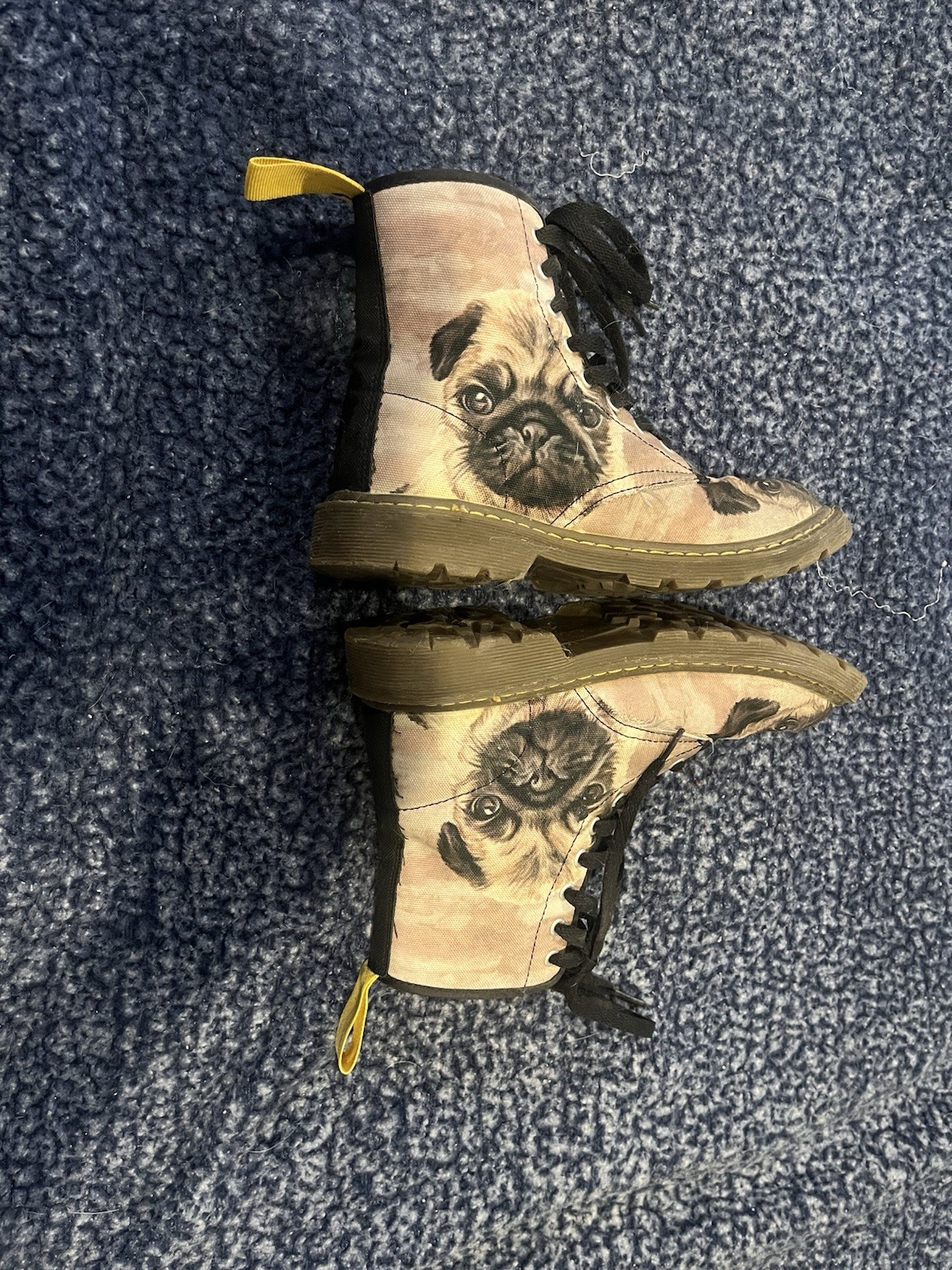 Dr. Martens Style Pug Combat Boots with Pug Face Graphics In Women’s Size 7 US