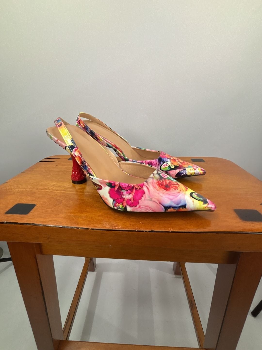 New Stylish European And American Colorful High Heel Pointed Toe Mule Shoes