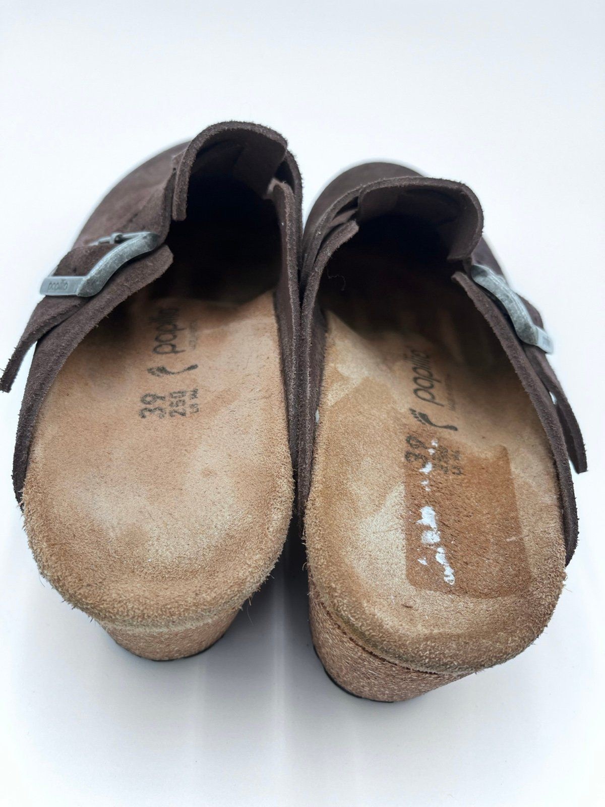 Birkenstock Papillio Fanny Suede Cork Wedge Clogs Dark Brown Size 39 8