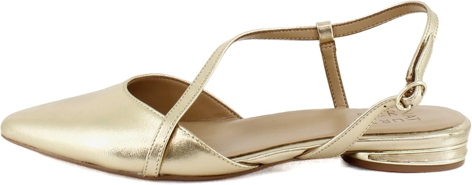 NIB Naturalizer Womens Hawaii Pointed Toe Slingback Flats Dark Gold Metallic 5M