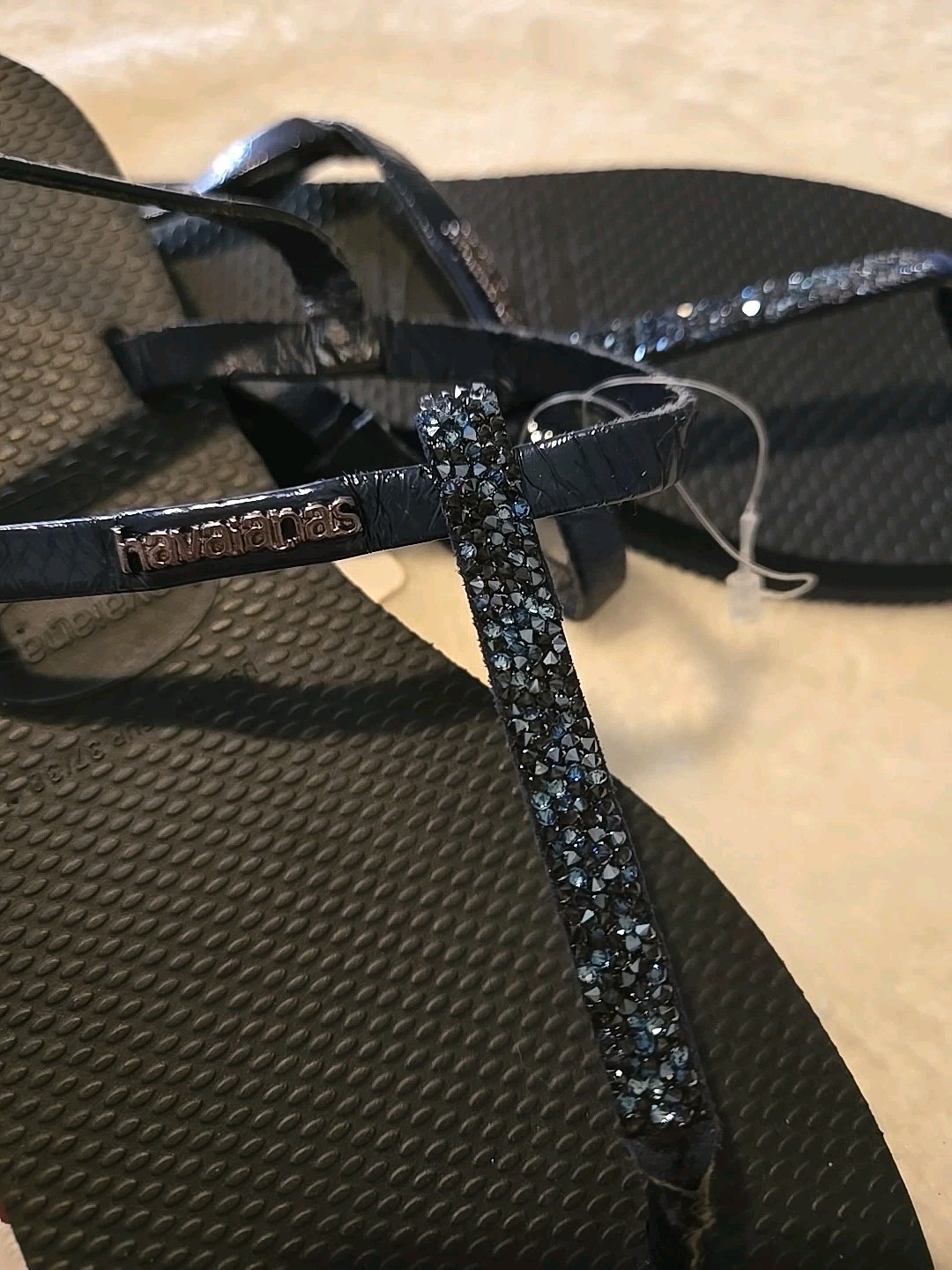 HAVAIANAS Swarovski Sandal 35-36 size US 6 Navy Blue NEW
