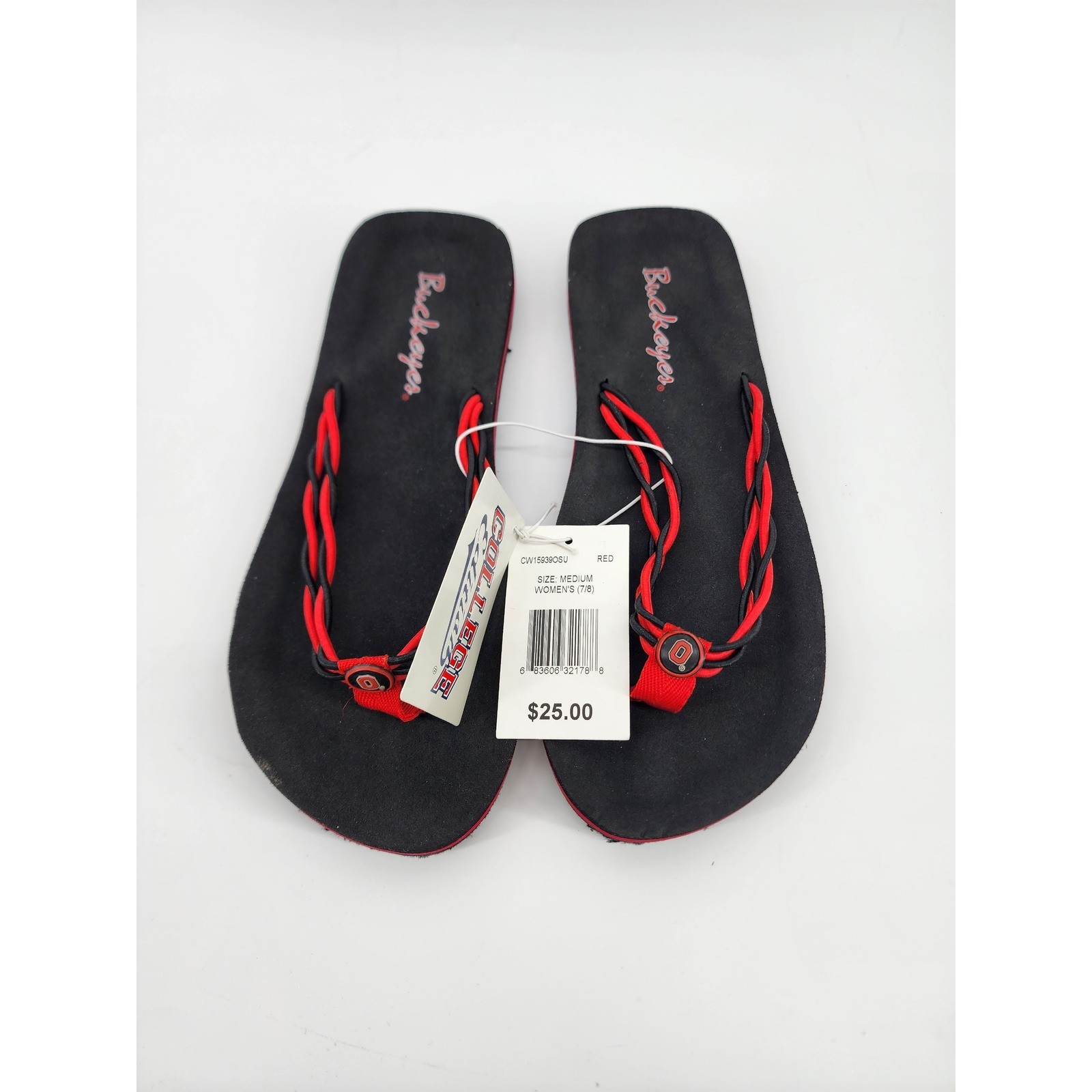 College Edition Ohio State Buckeyes Womens Flip Flops Red Black Size M
