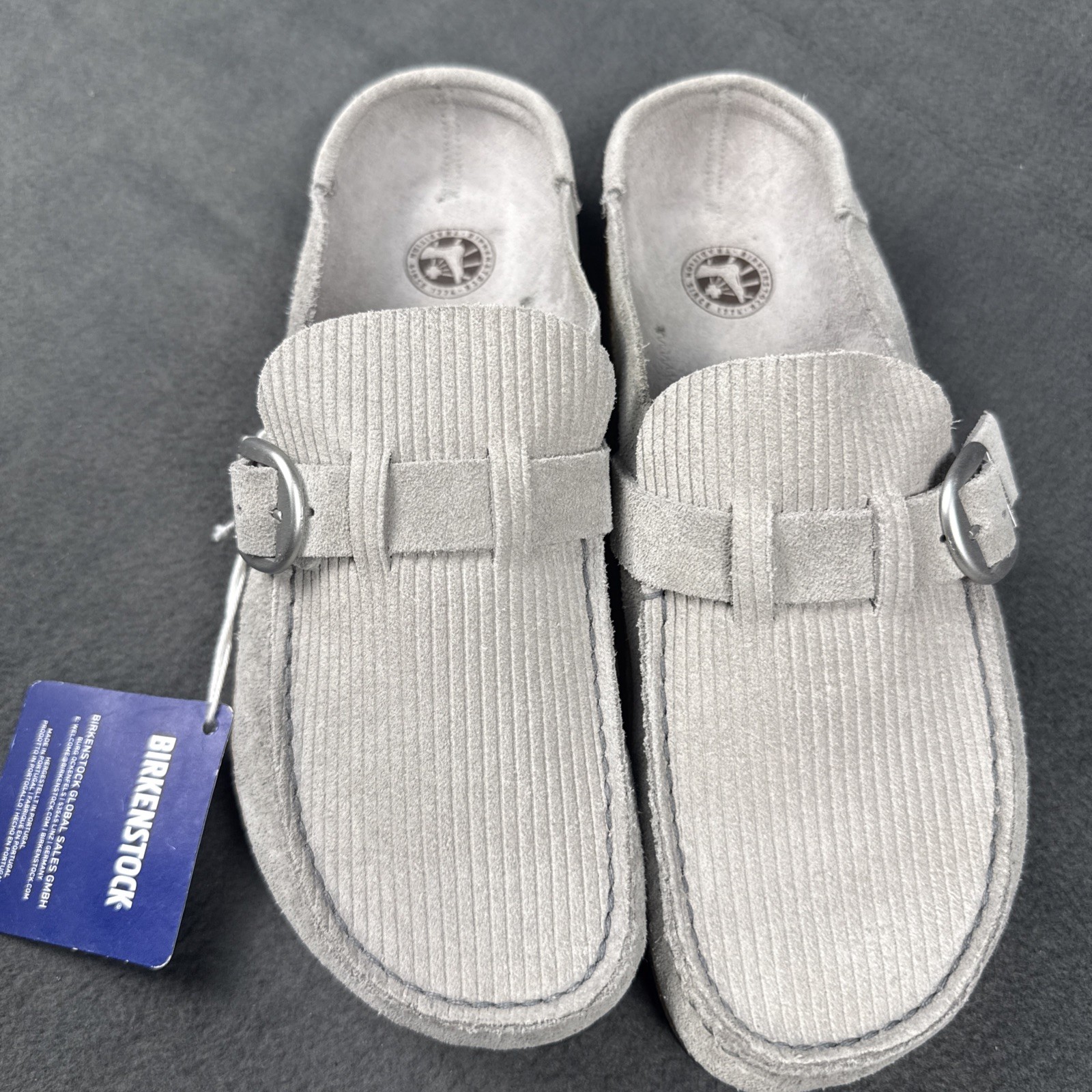 Birkenstock Buckley Gray Suede Leather Mule Clog Shoe Slip On 39/ US 8