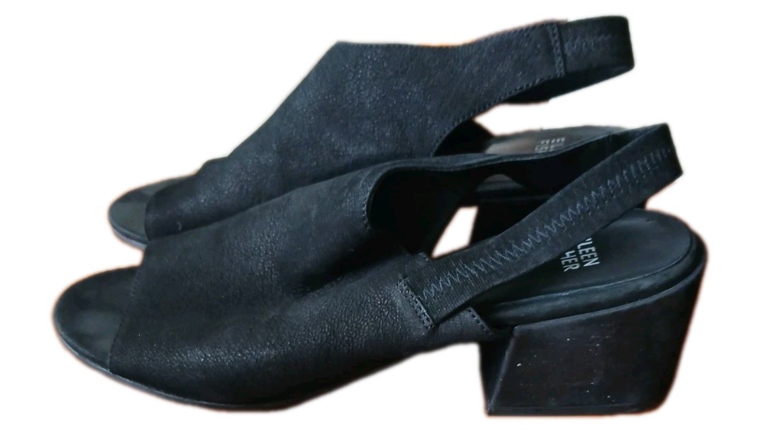 Eileen Fisher womens 9.5 ankle booties 100% leather Open Toe Slingback
