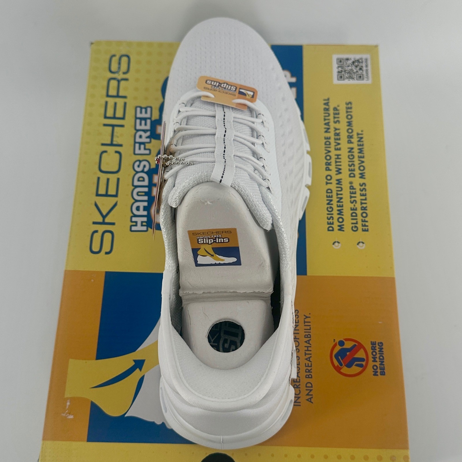 Skechers Slip-ins Glide-Step Women 9 White Solid Wide Fit Modern Sneaker 104574W