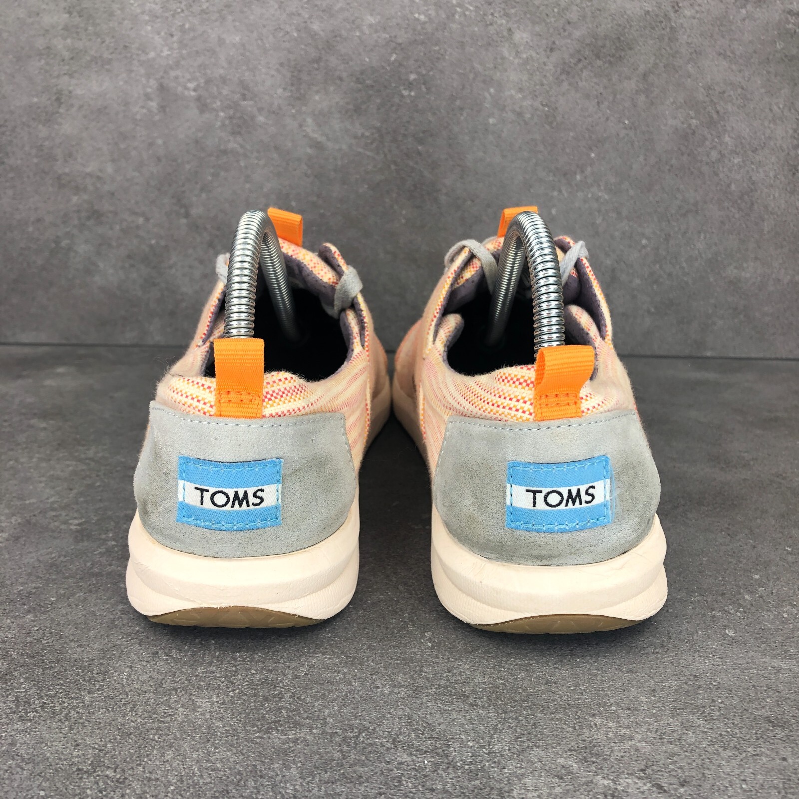 Toms Del Rey Canvas Sneaker Shoes, Orange Stripe, Women’s 9
