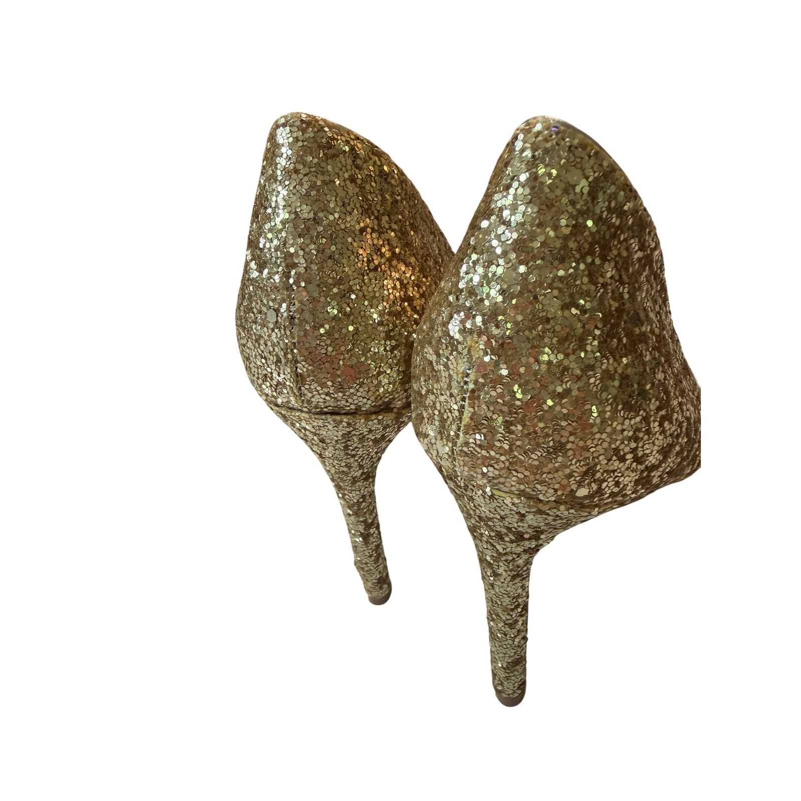 Jewel Badgley Mischka Gold Glitter Crystal Embellished d’Orsay Pumps Heels Size5
