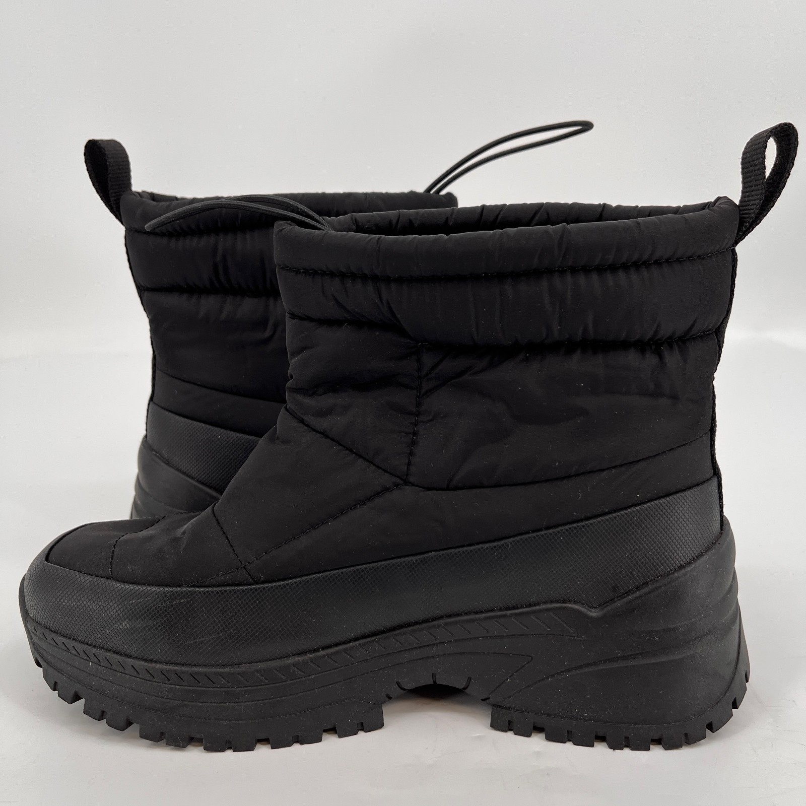 Calvin Klein Nelsa Ankle Boot Black Size 7.5 Synthetic Textile Lug Sole