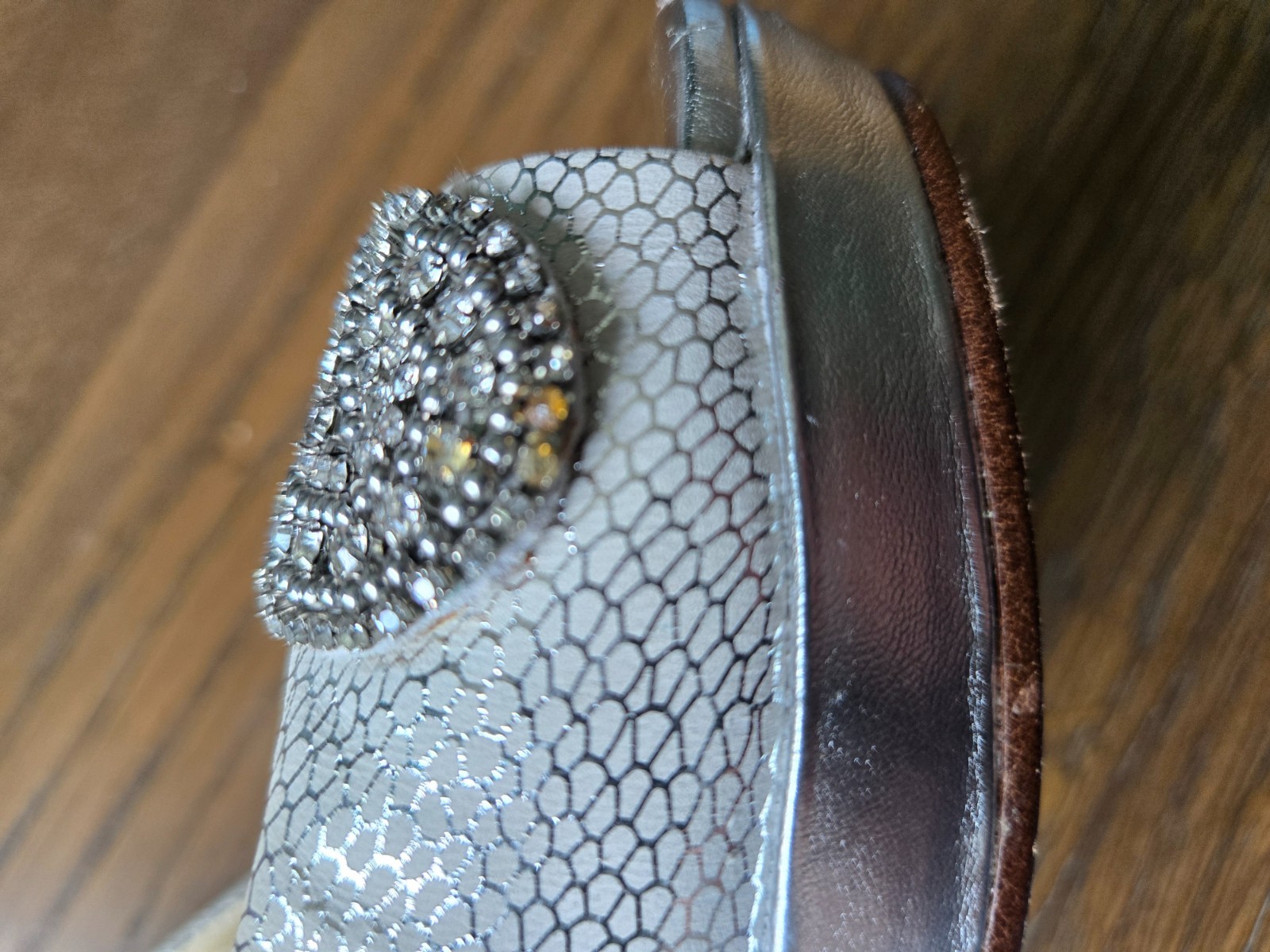Antonio Melani Silver Sierra Sling Back Jeweled 4″ Heels – 7M