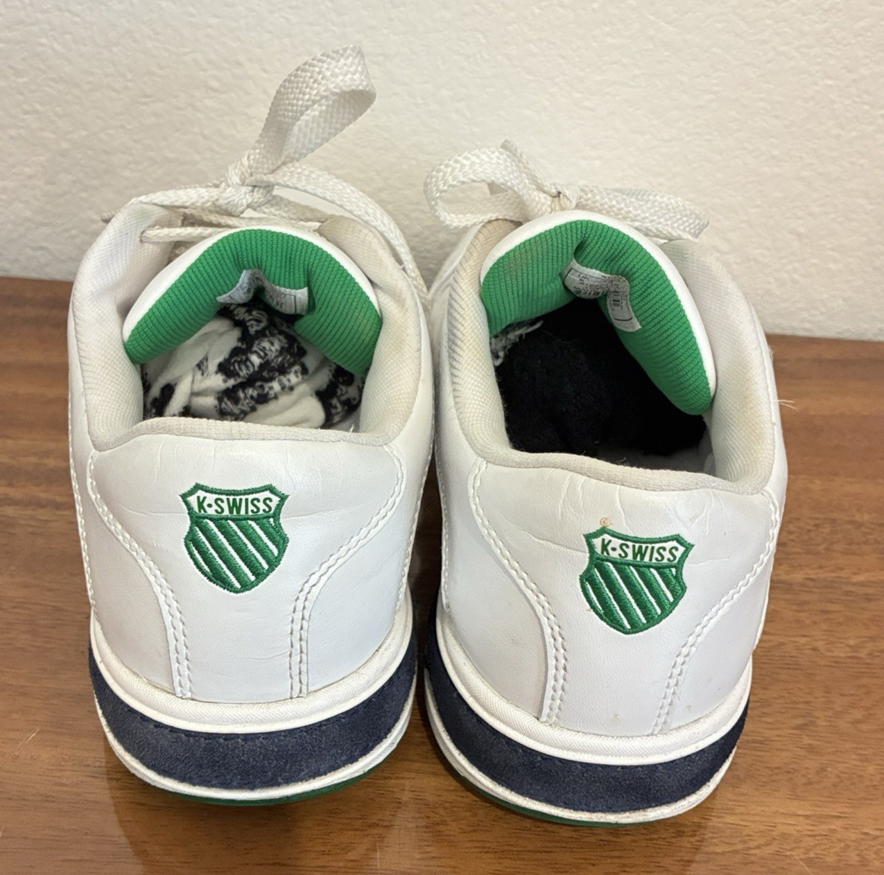 K-Swiss Womens Size 8 White Green Leather Court Tennis Shoe Casual Lifestyle Y2K
