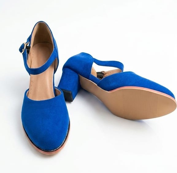 Blue Suede Crossdress Drag Queen Shoes Size 14 Men 16 Women Mary Janes Block Hee