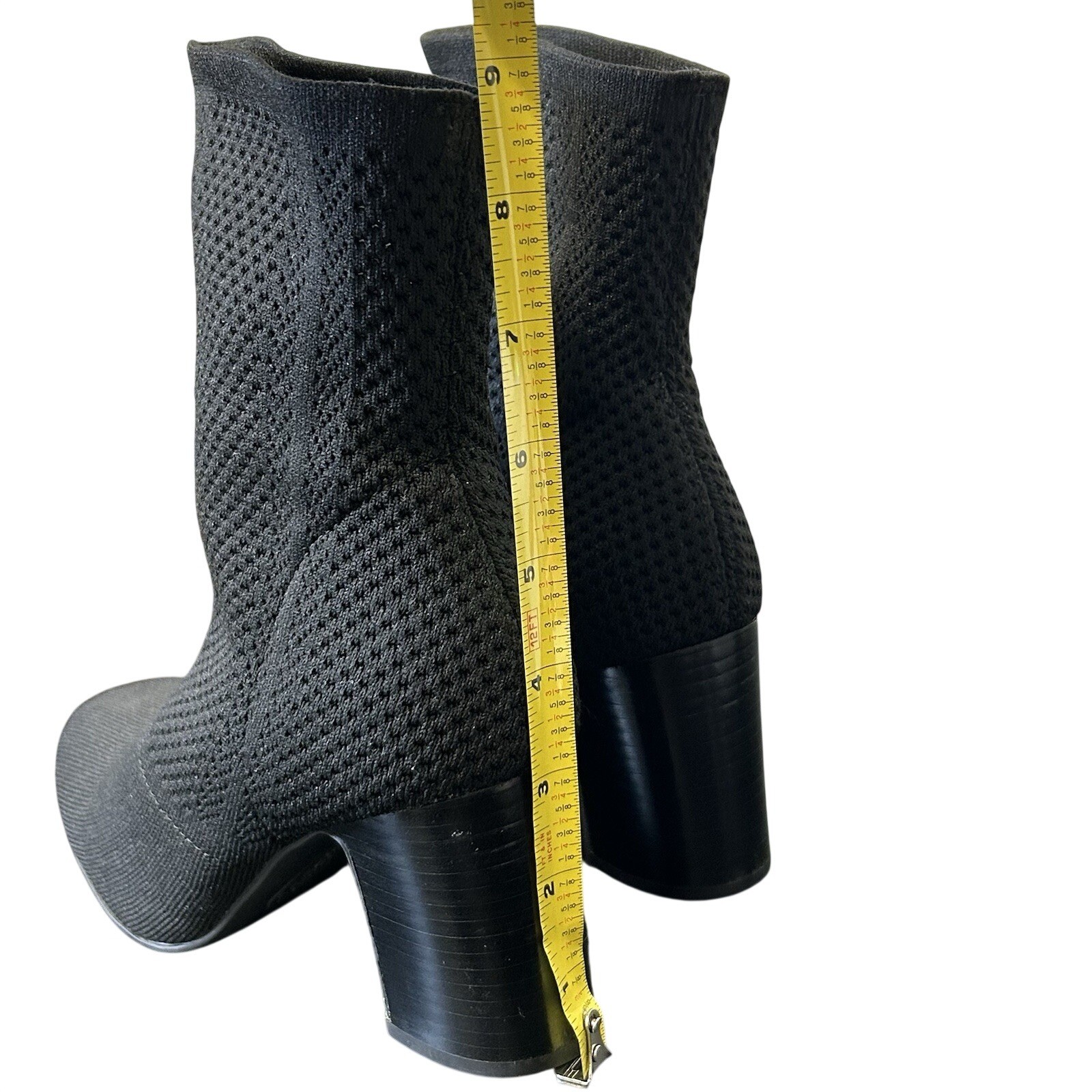 Børn Meggs Black Knit Sock Booties – Block Heel Ankle Boots – Size 7.5M Comfort