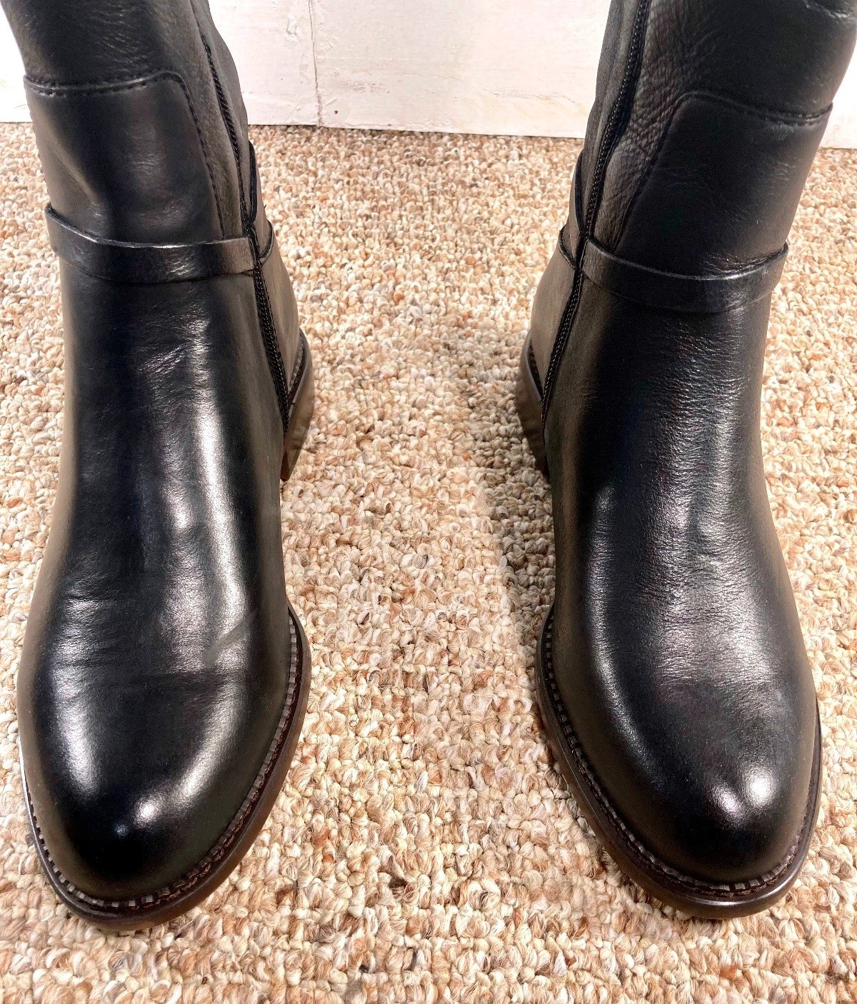 New Franco Sarto L-Haylie Black Leather Knee High Boots Women’s Size 9M