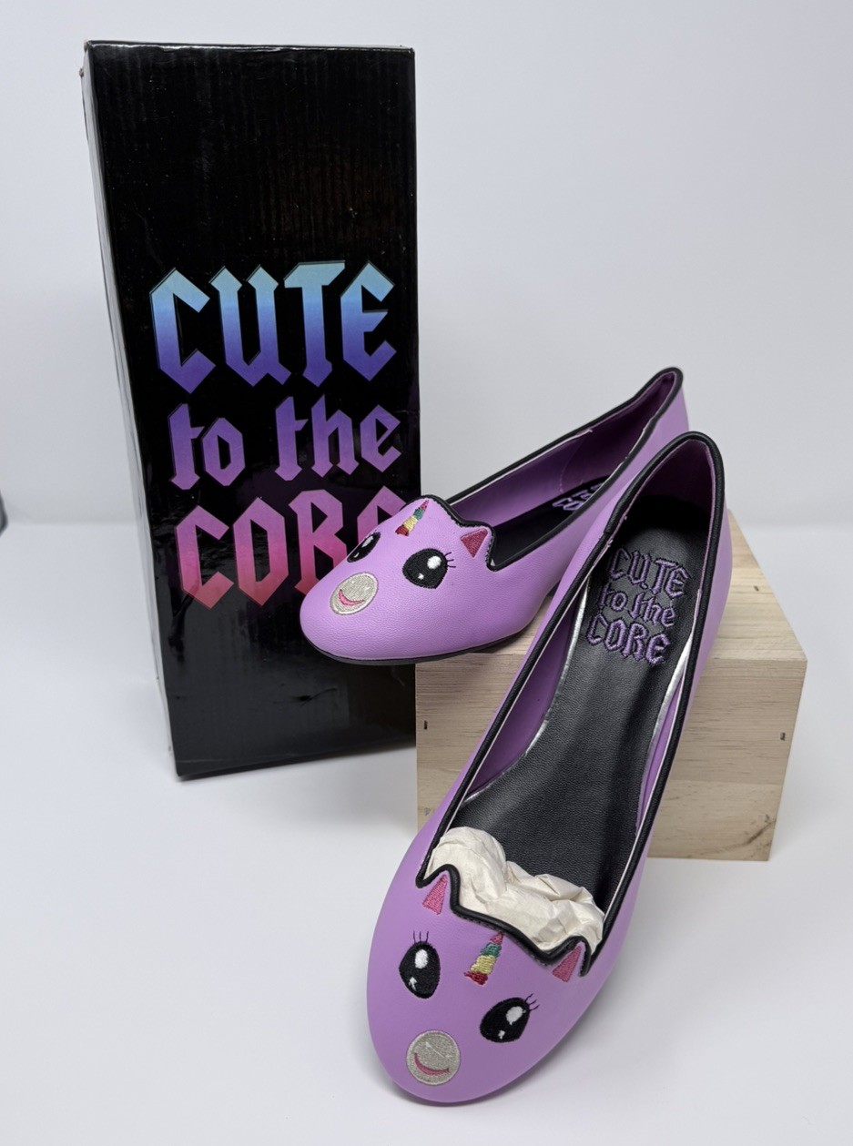 Cute To The Core Purple Unicorn Flats New W Box Women’s Sz 6 Flats ballerina