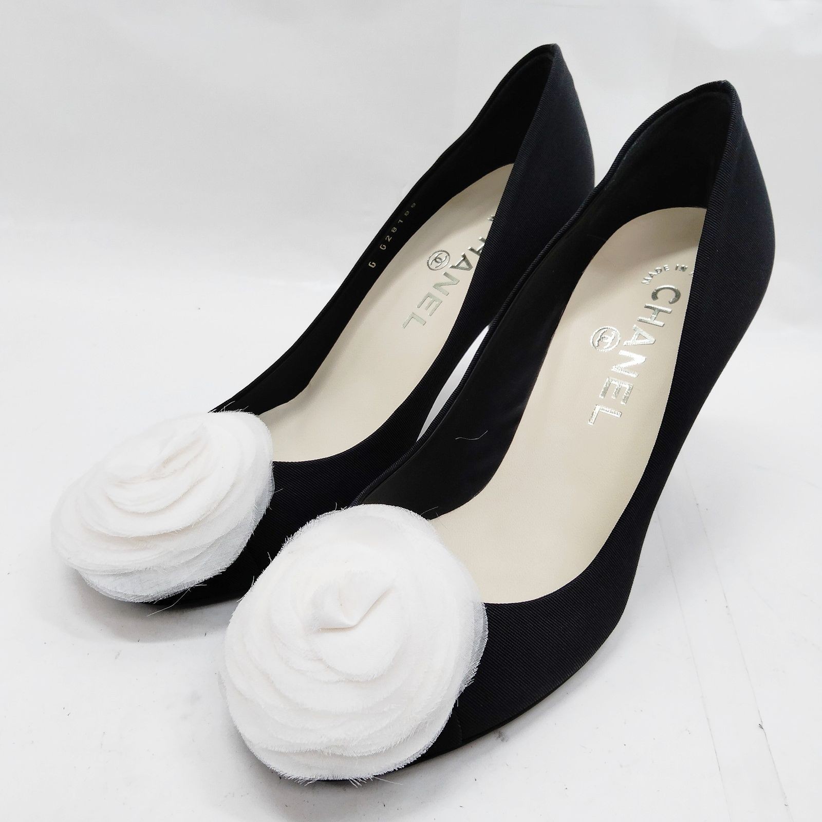 Chanel Pumps Camellia Women Black Fablic 5651413