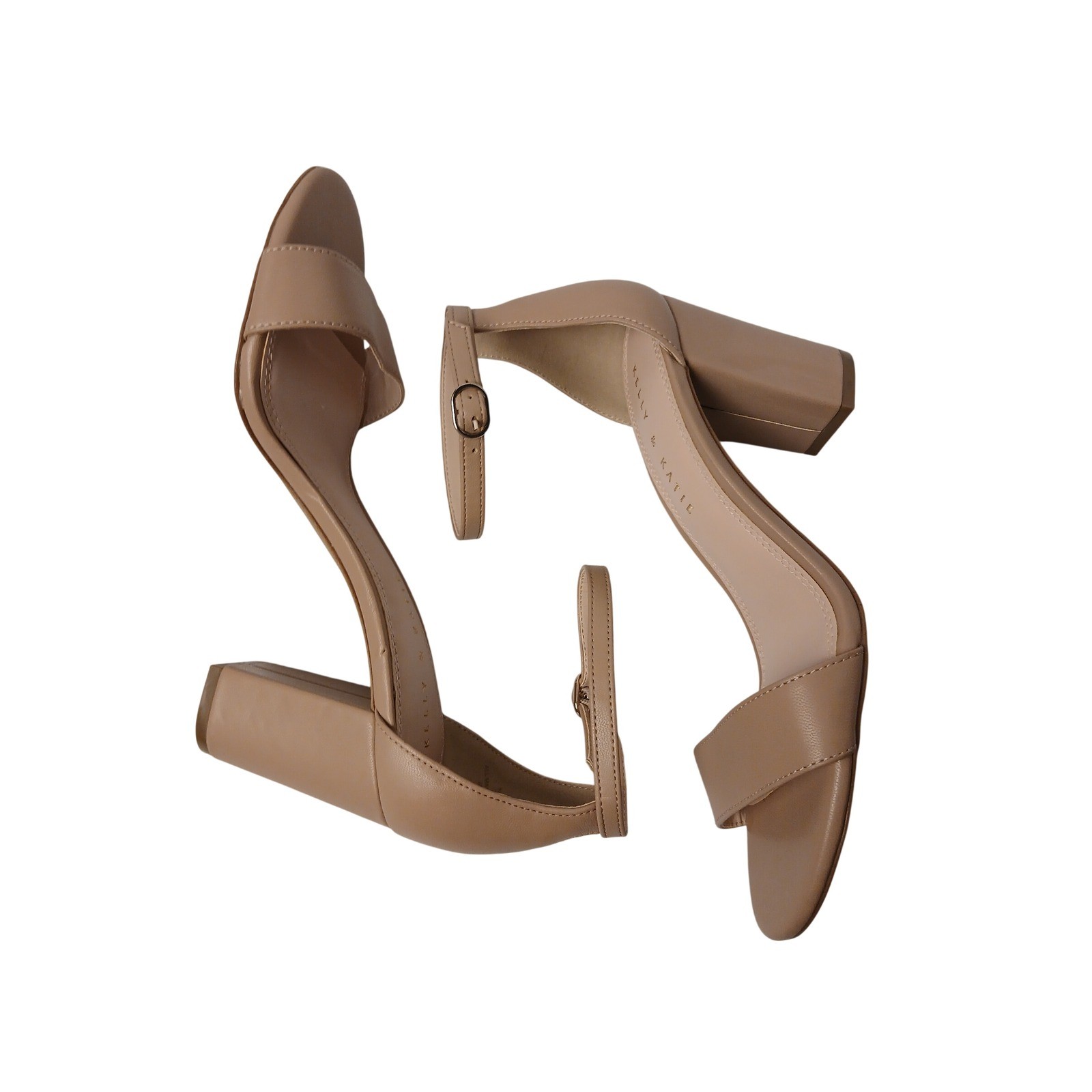 Kelly & Katie Womens Nude Tan Ankle Strap Block Heel Sandals Size 7.5 M SPN471