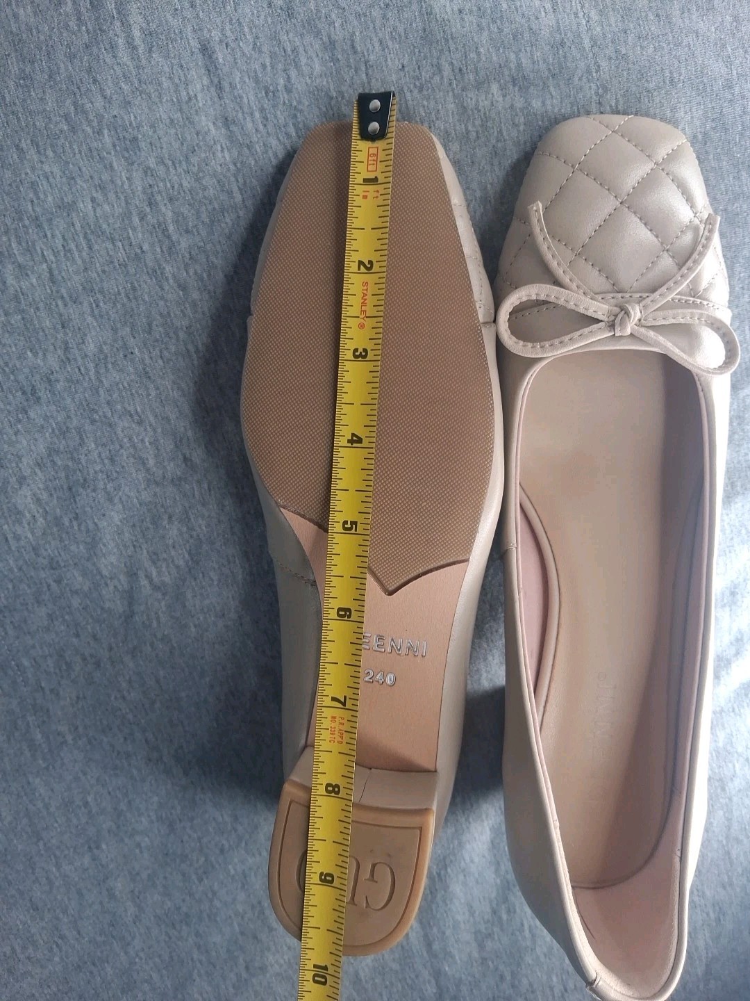 DEENNI Heeled Ballet Pumps Tan Minimalist Business Casual Size 38 US 7