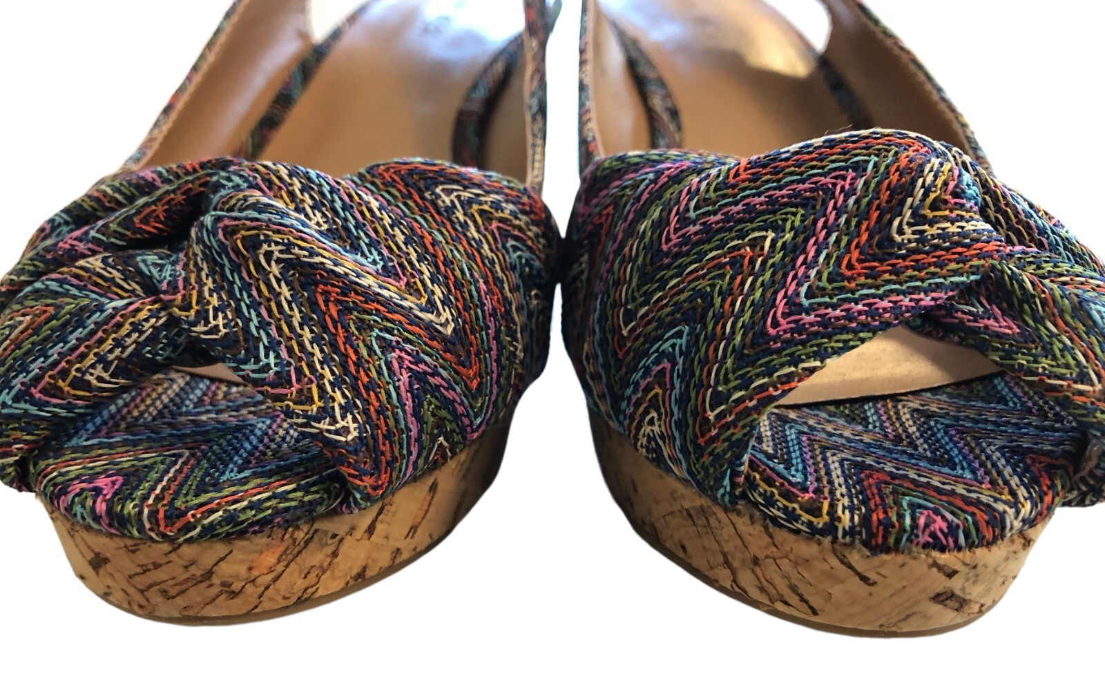 NEW Nine West ABBE Boho Cork Wedge Sandal Sz 7.5M NWOT Woven Hippie