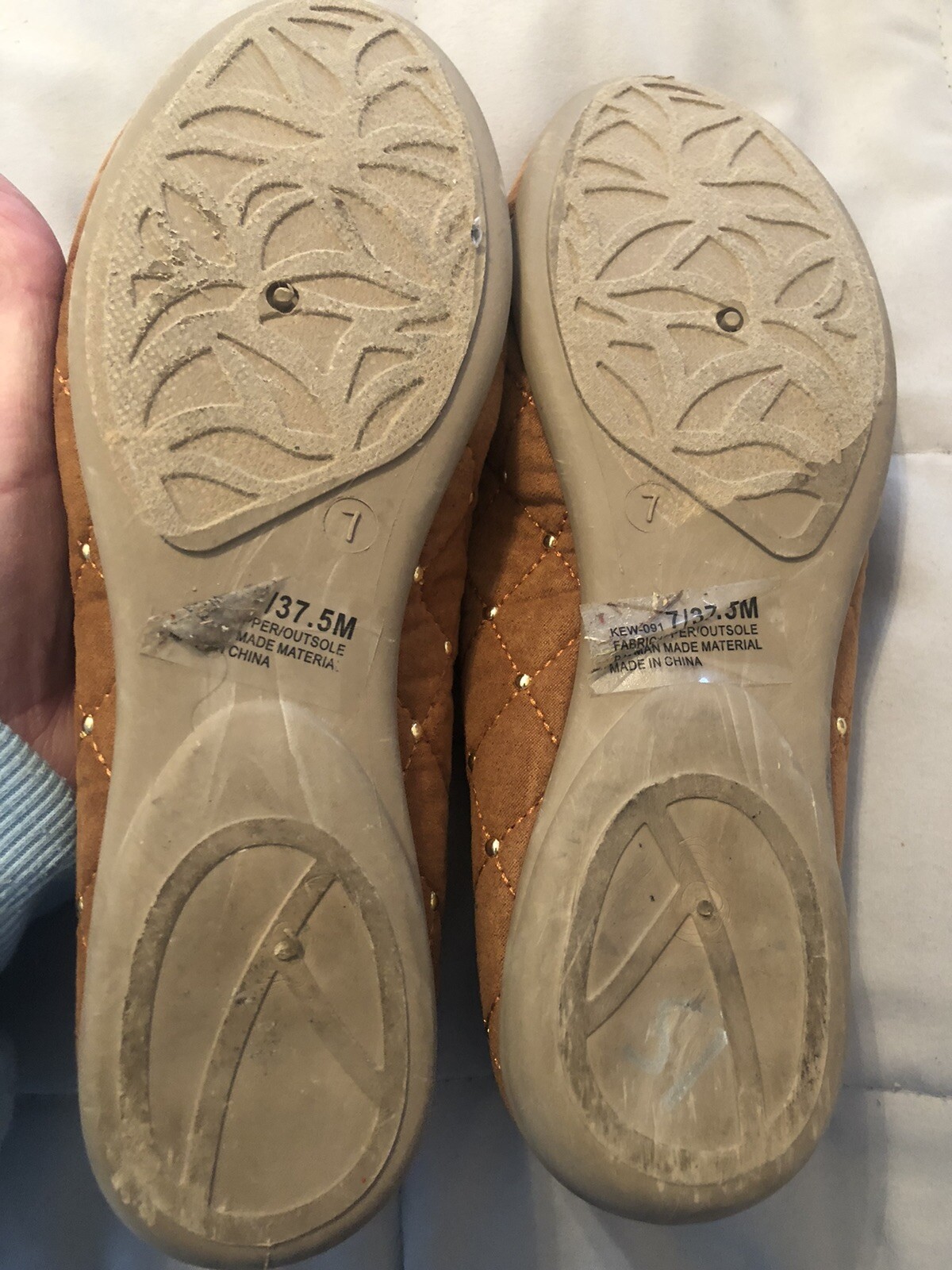 CL by Chinese Laundry Kew-091 Rust Quilted Textile Gold Beaded Ballet Flats 7.5