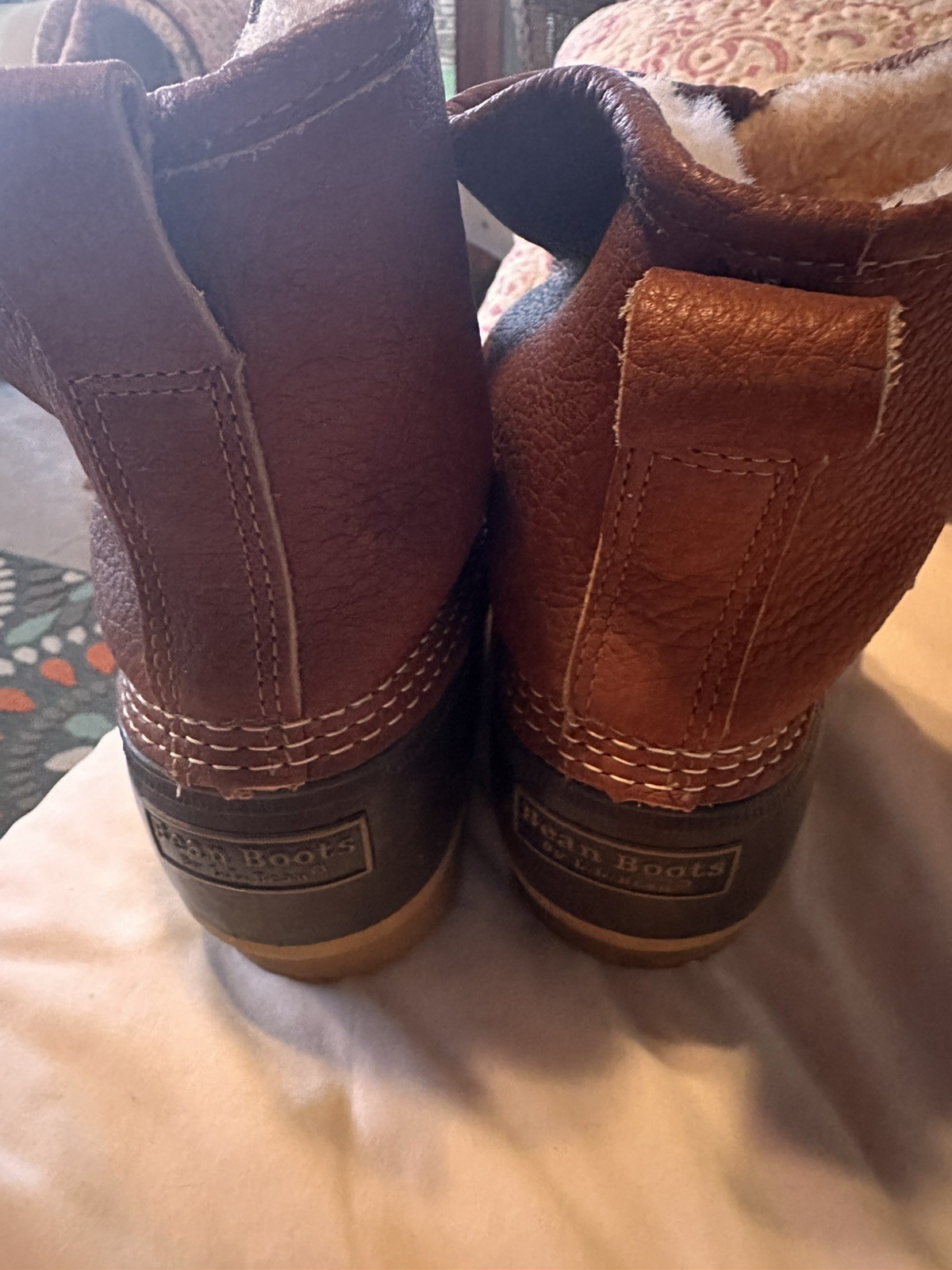 LL Bean Leather buckled Up fur lined. Duck Boots Made In USA Womens 10 W Waterpf
