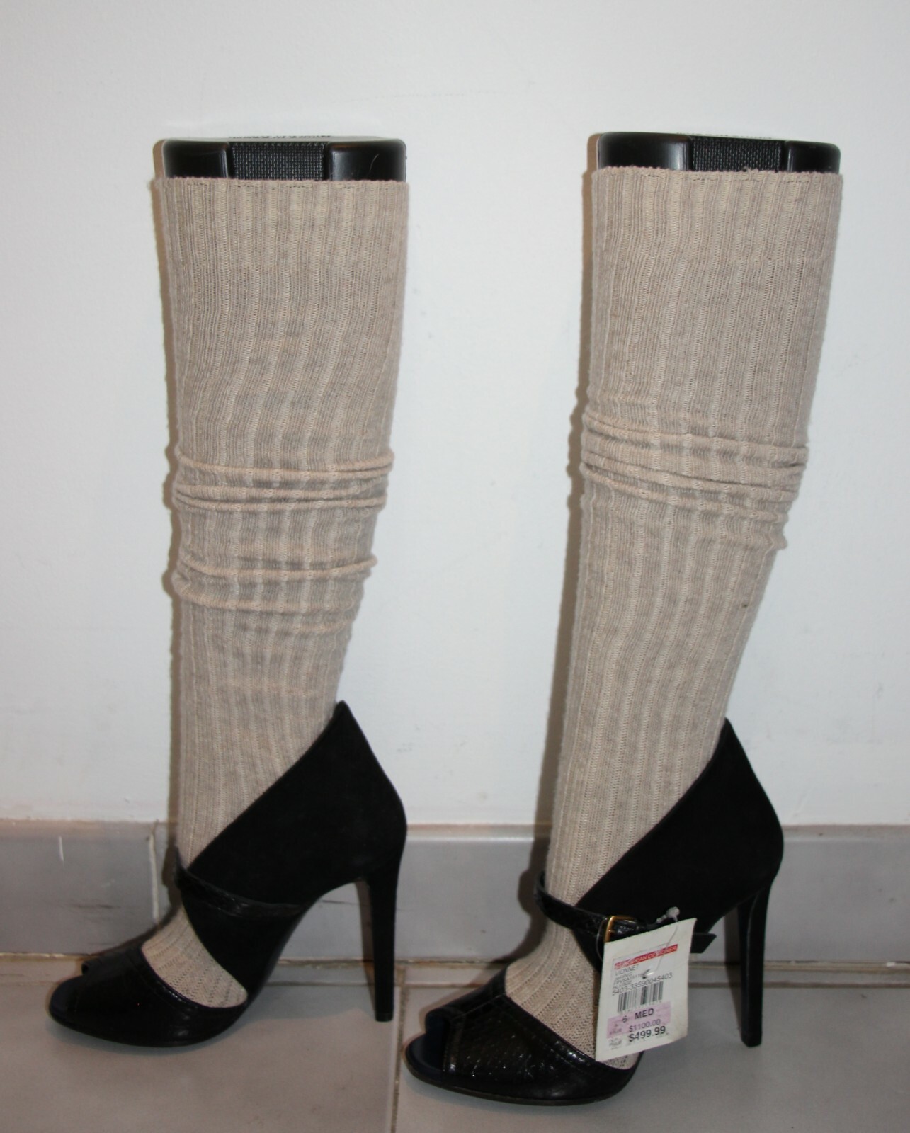 Vionnet Knitted Stocking Pumps / Sock Bootie Black Beige sz US 6 / IT 36 $1100