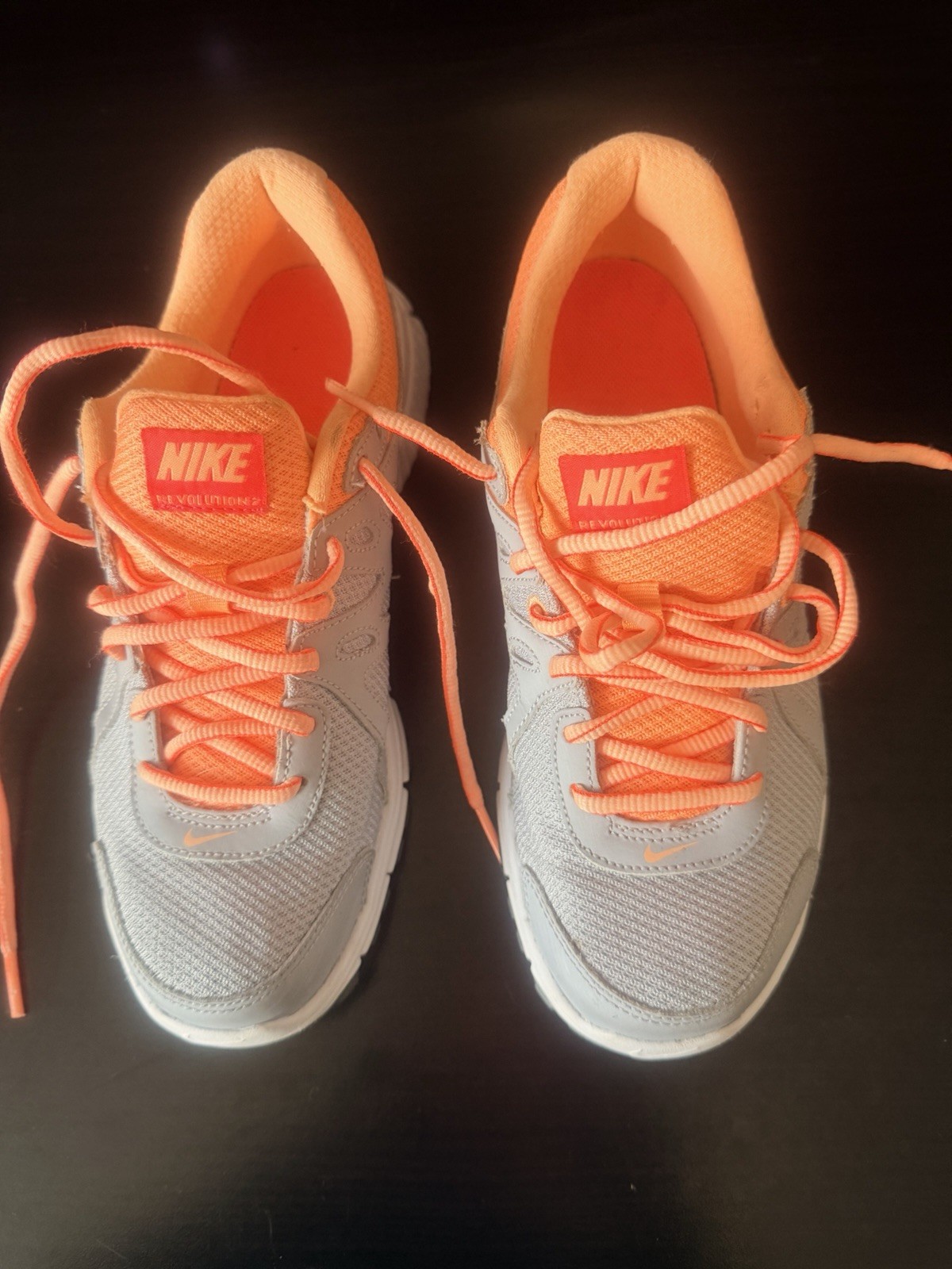 Nike Revolution 2 Women’s Low Top Lace-Up Running Sneaker Gray/Orange 554900-030