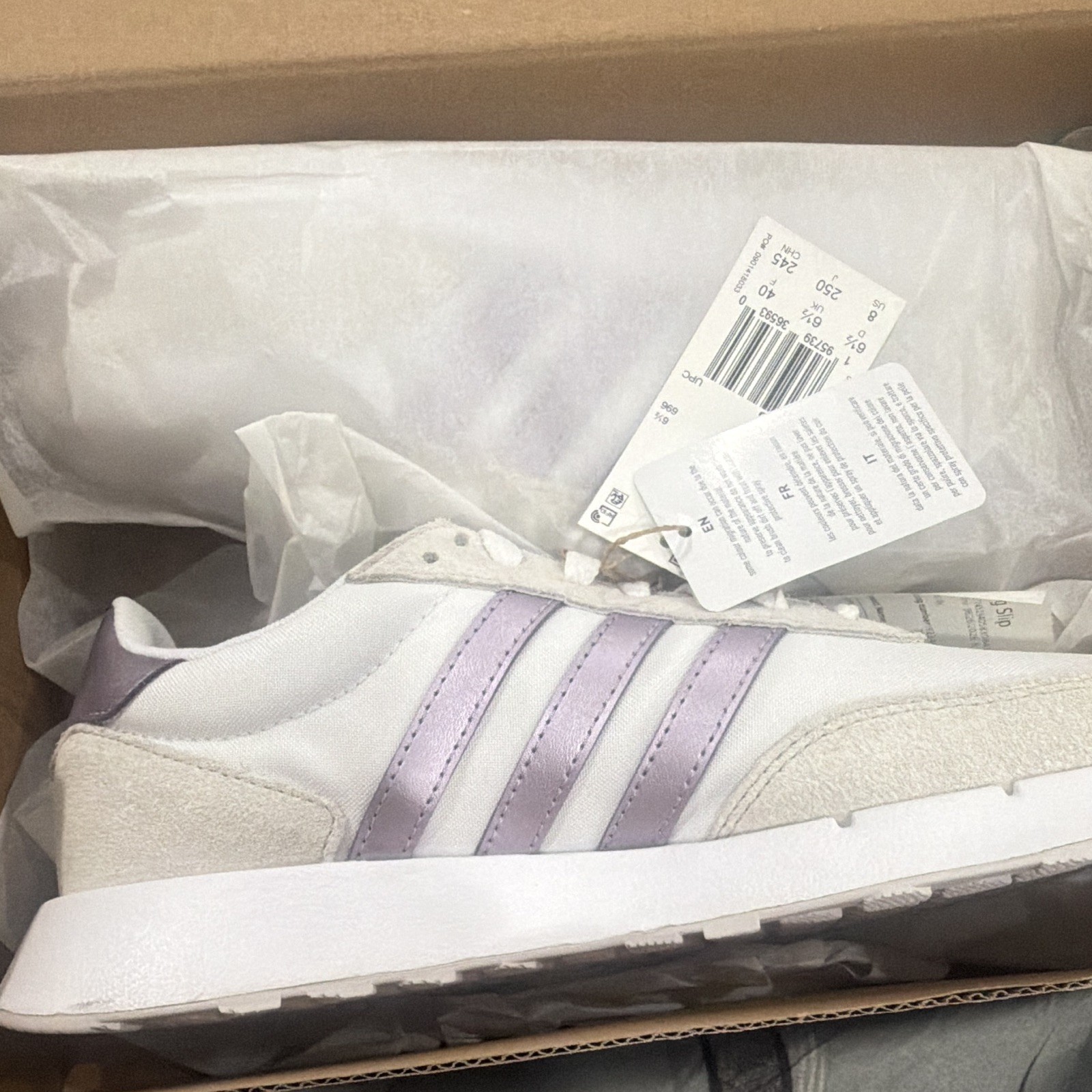 adidas Run 60s 2.0 Women’s Athletic Sneakers Low Top Lace Up White/Purple GX1713