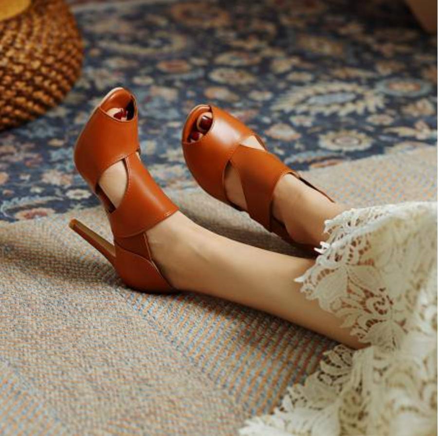 Women’s Formal Business Hollow Out Peep Toe High Heel Pump Sandals Shoes Plus