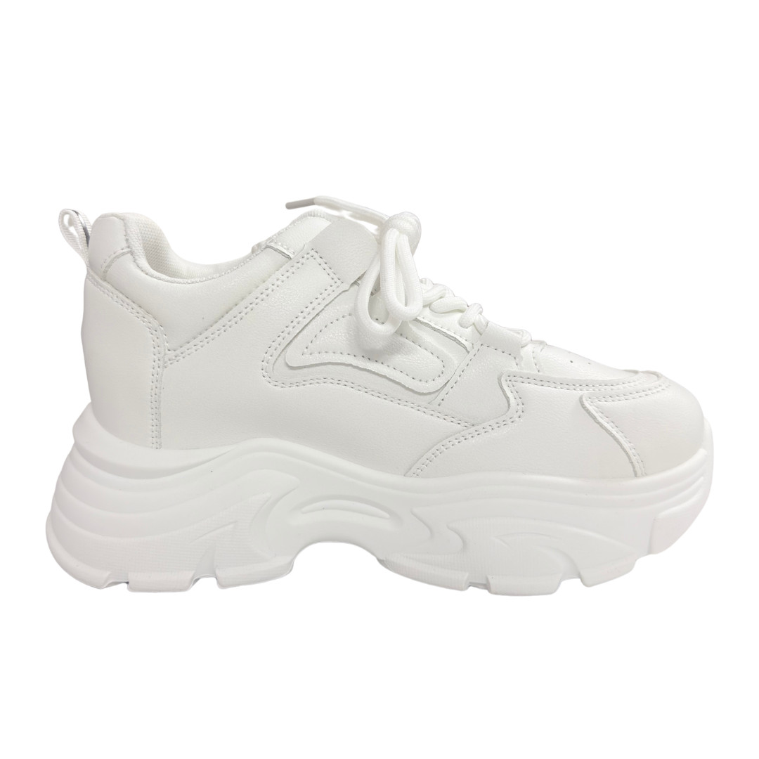 Chunky white sneakers women platform lace-up Stylish Shoes