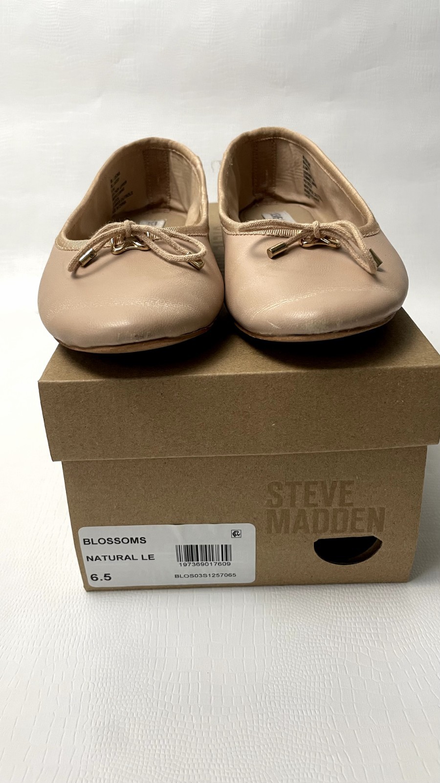 STEVE MADDEN Blossoms Ballet Flats Natural Leather Nude Women’s 6.5 w/ Box