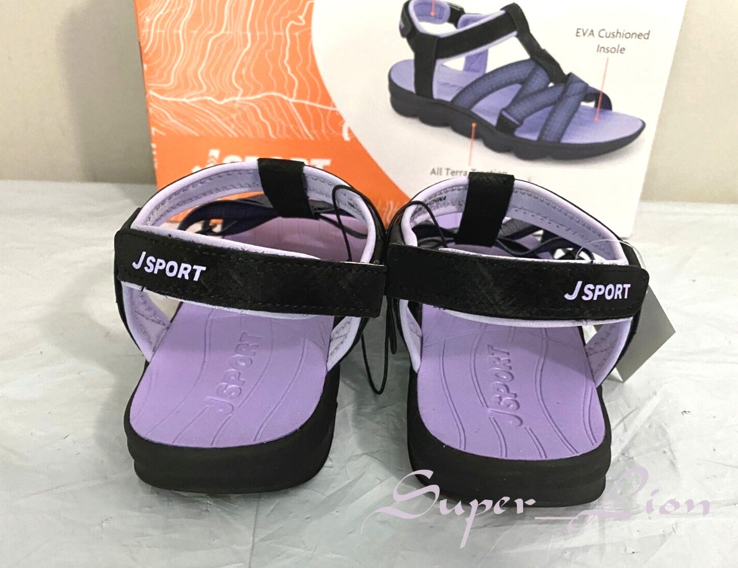 NEW JSport Women’s KAIA Adjustable Strap Sports Sandal – PICK SIZE Black/Purple