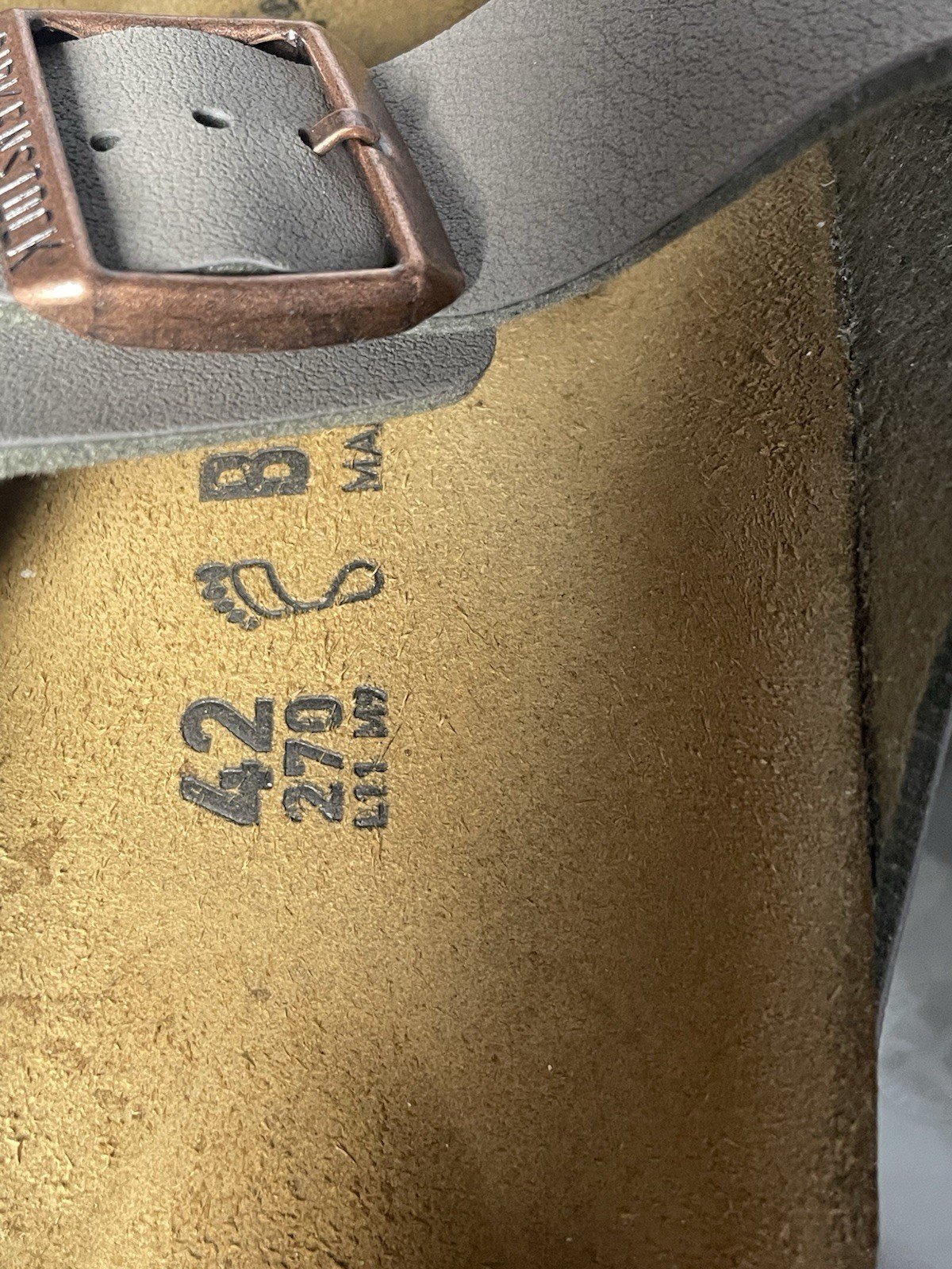 NEW w BOX Birkenstock Arizona Stone Birko-Flor Nubuck Sandals Sz 42 L11 M9 Reg