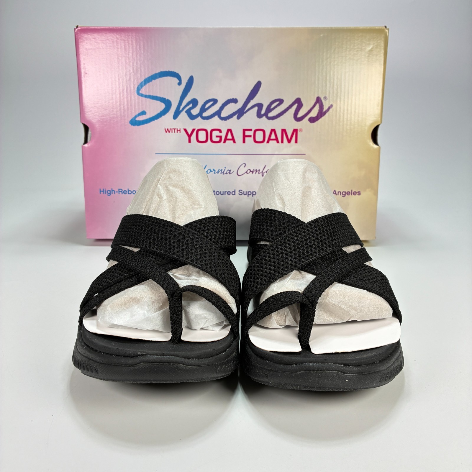 Skechers Summits Fantasy Walk Black Sporty Strappy Slide Sandals Women’s Size 11