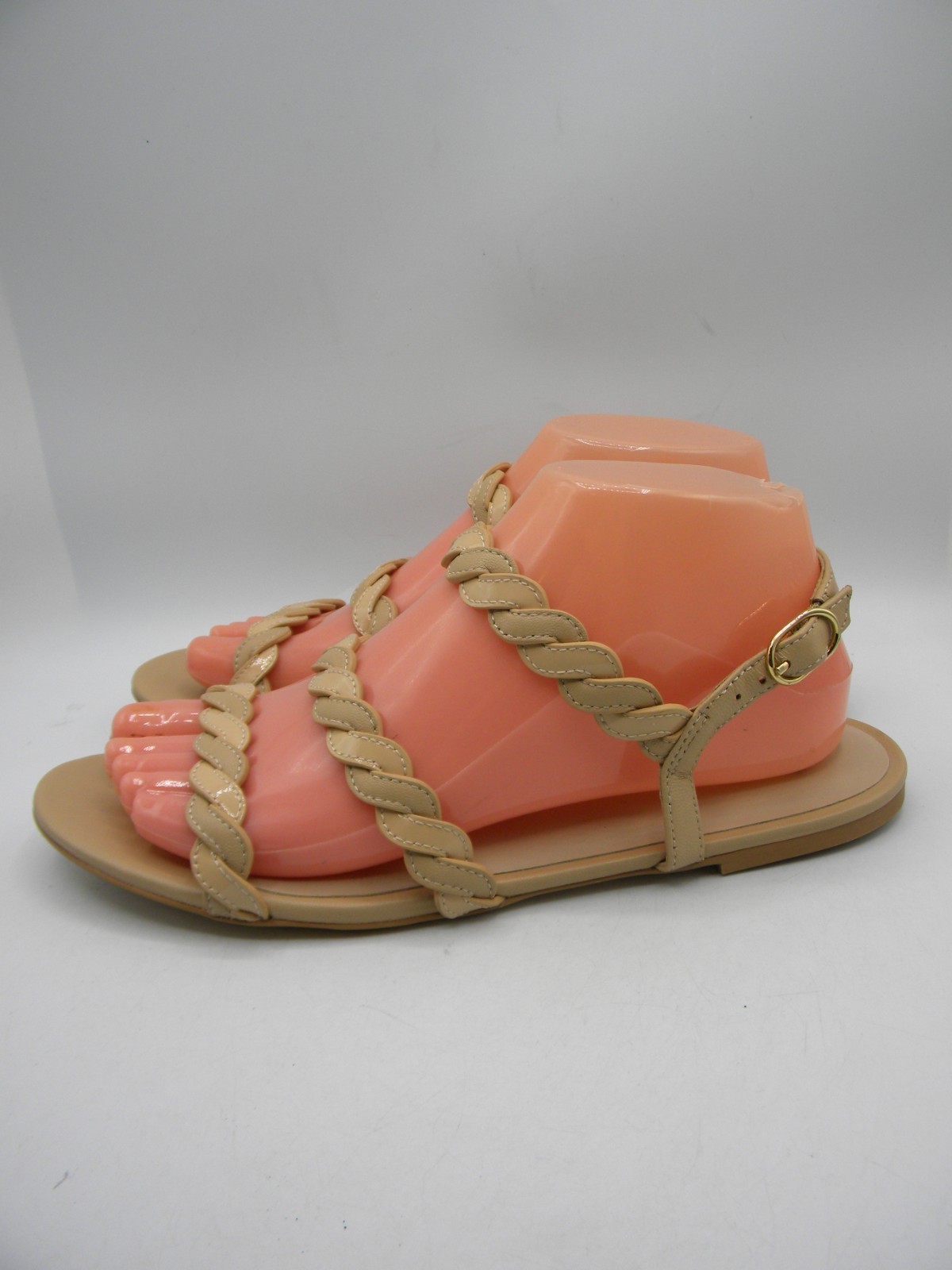 STUART WEITZMAN Twistie Leather Flat Ankle Strap Strappy Sandal Sz 8.5 M