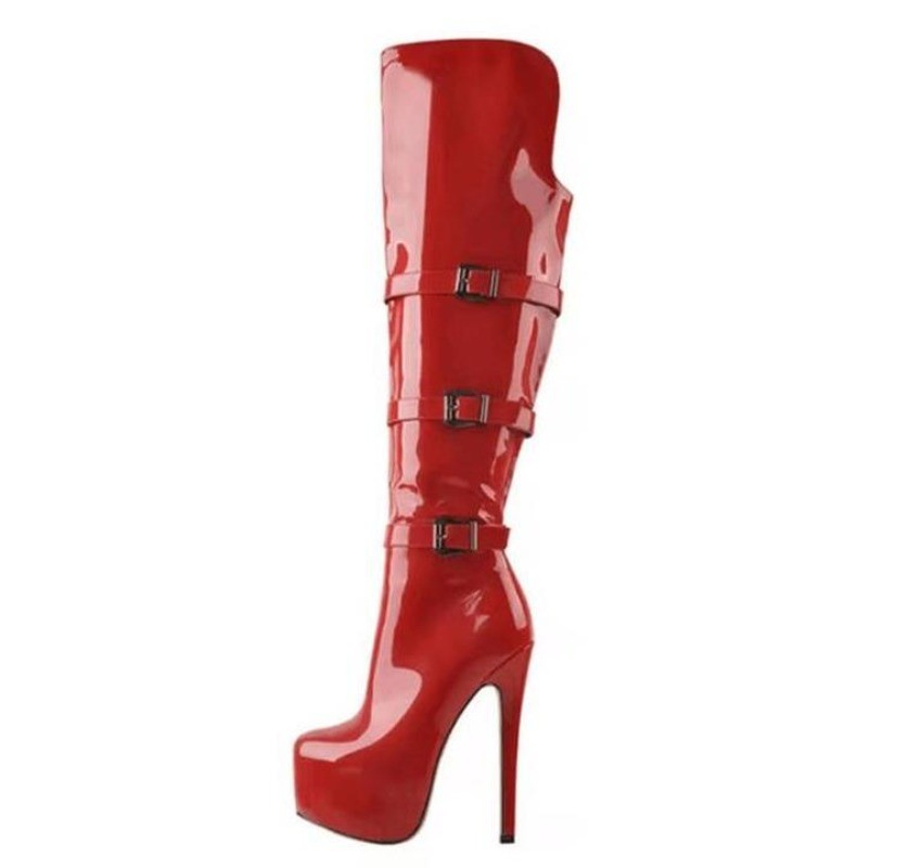 Women Platform Over Knee High Boots Stiletto Shoes Buckle Clubwear Dance Fashion