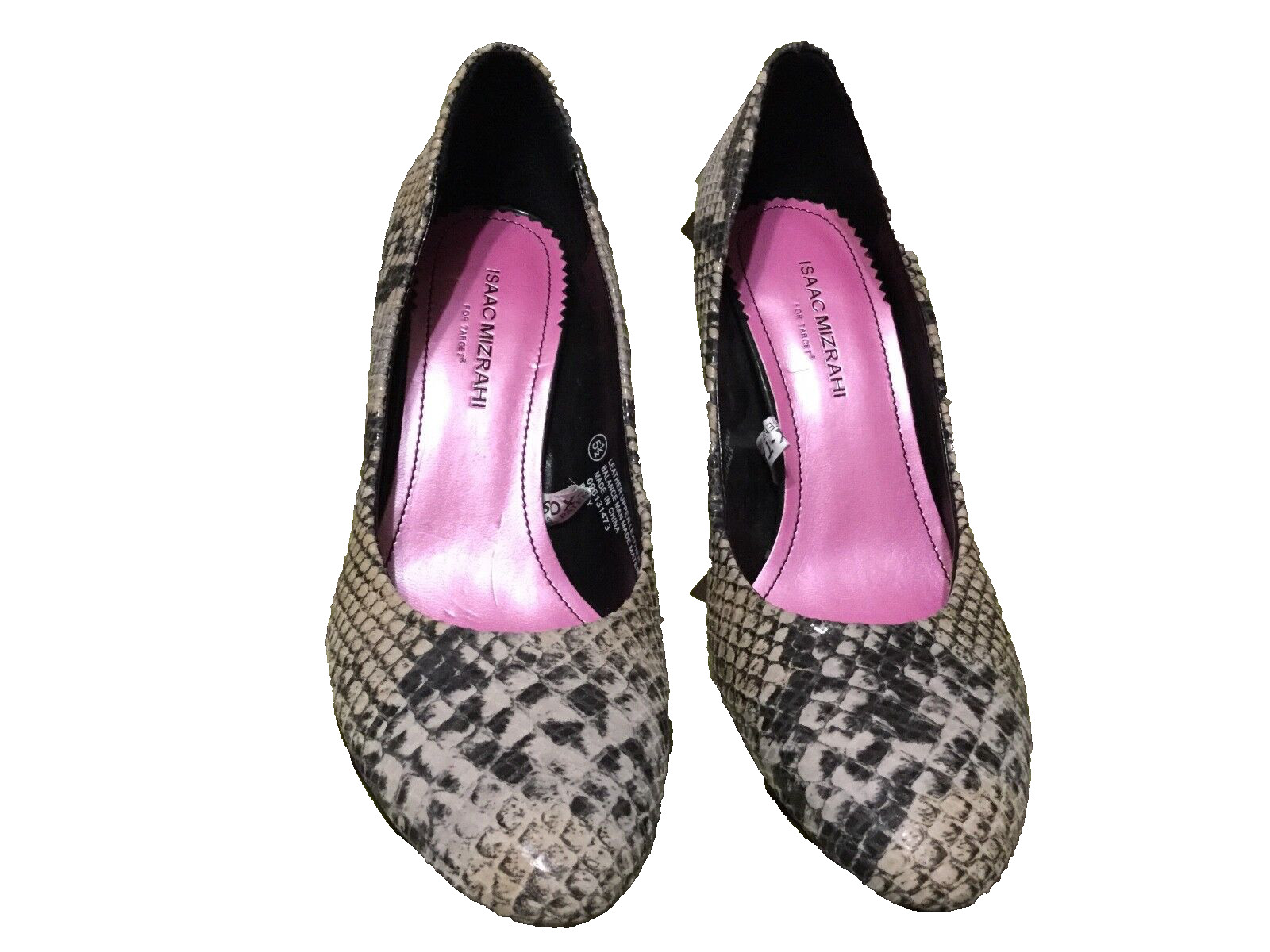 ISAAC MIZRAHI FOR TARGET WOMEN SNAKE DESIGN LEATHER HEELED SHOES SIZE 5 1/2