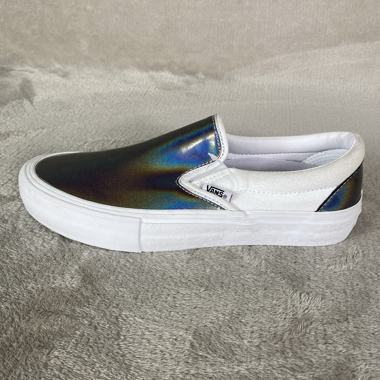 Vans Slip-On Pro Shoes Men 5 Women 6.5 White Iridescent Skate Sneakers NEW