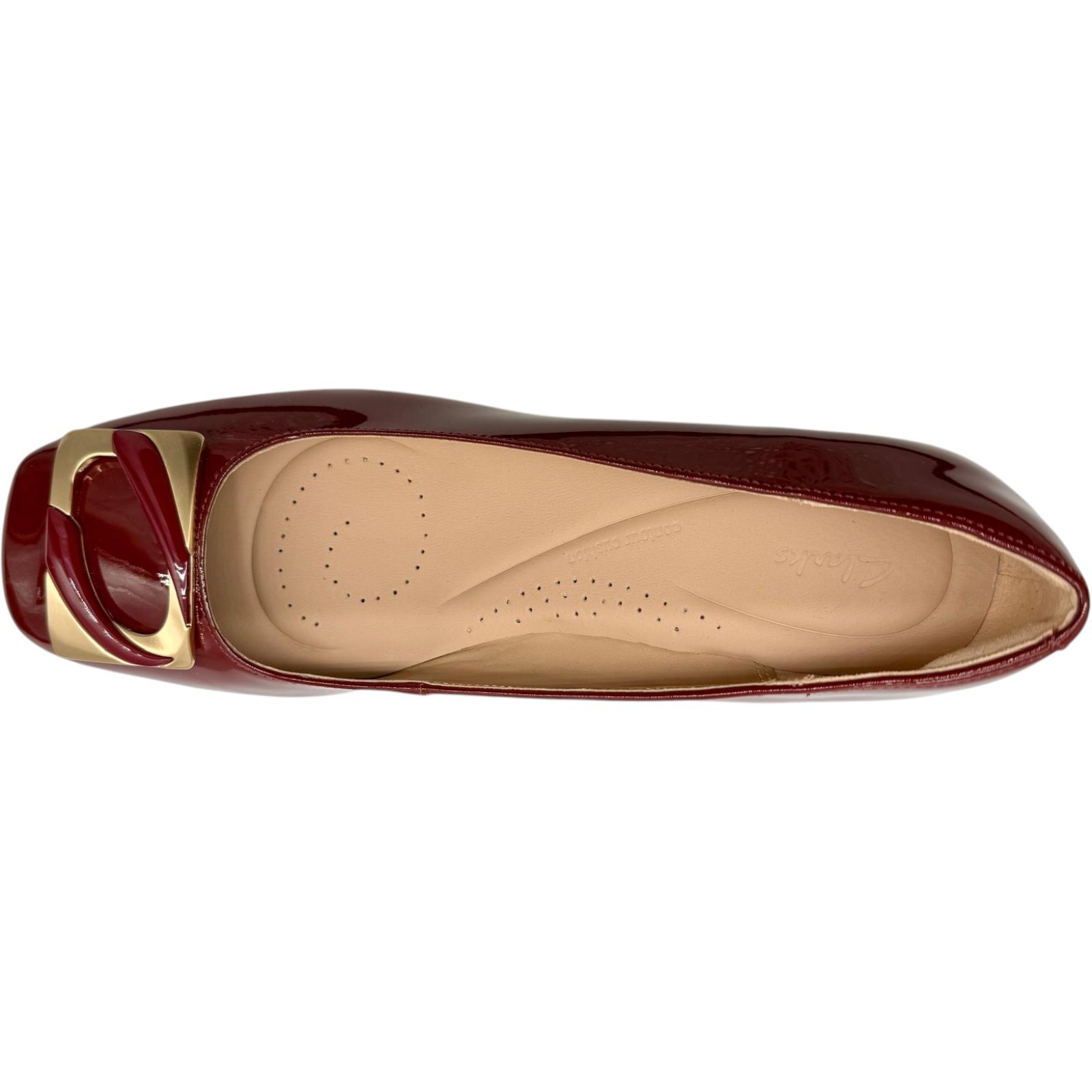 CLARKS Nyta45 Jazz Chestnut Red Shoes Pumps Gold Buckle Women Size 7, 8, 9 NEW