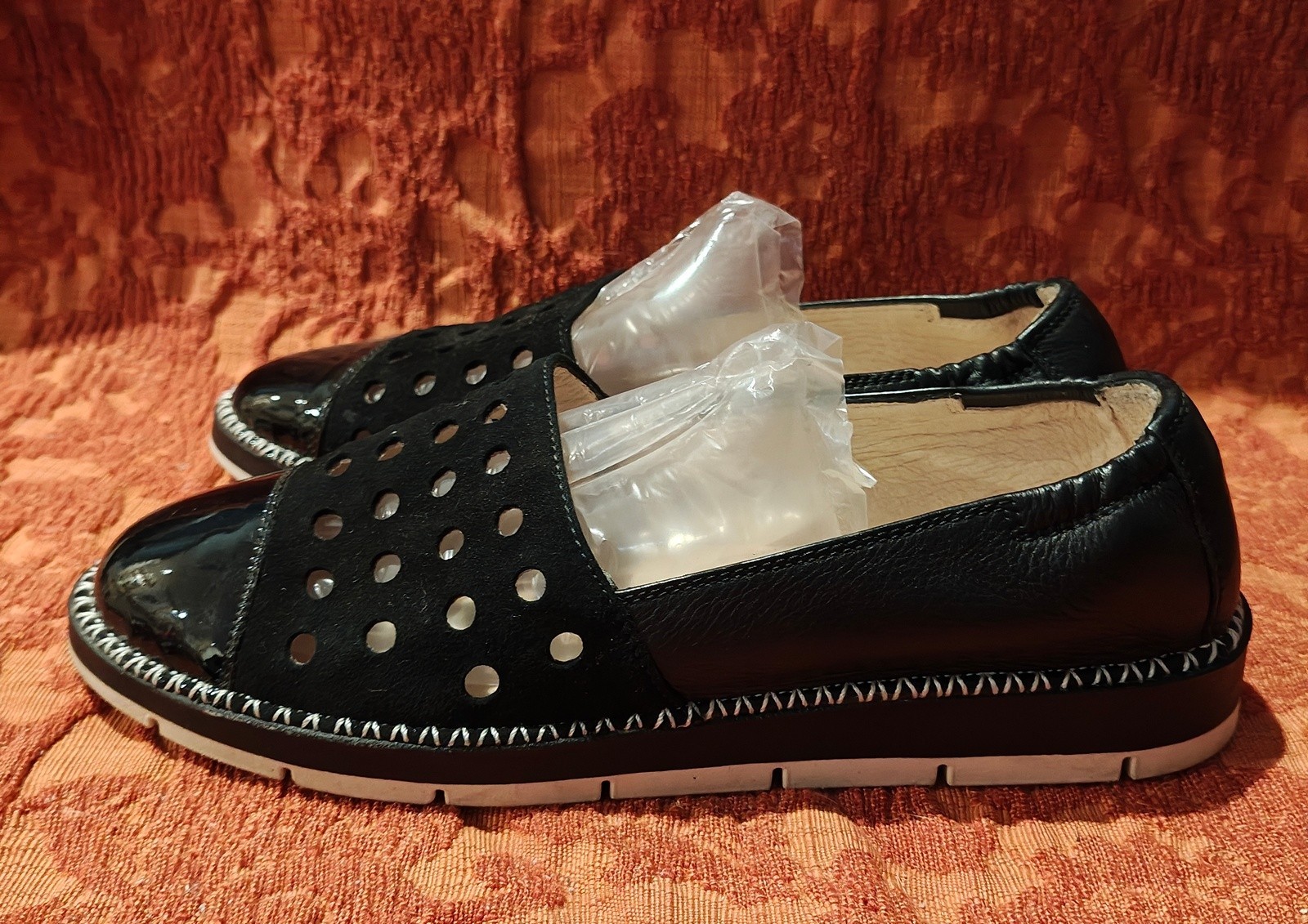 Hispanitas Black Leather and Suede, Made in Spain, EURO Size 38, US Size 7.5