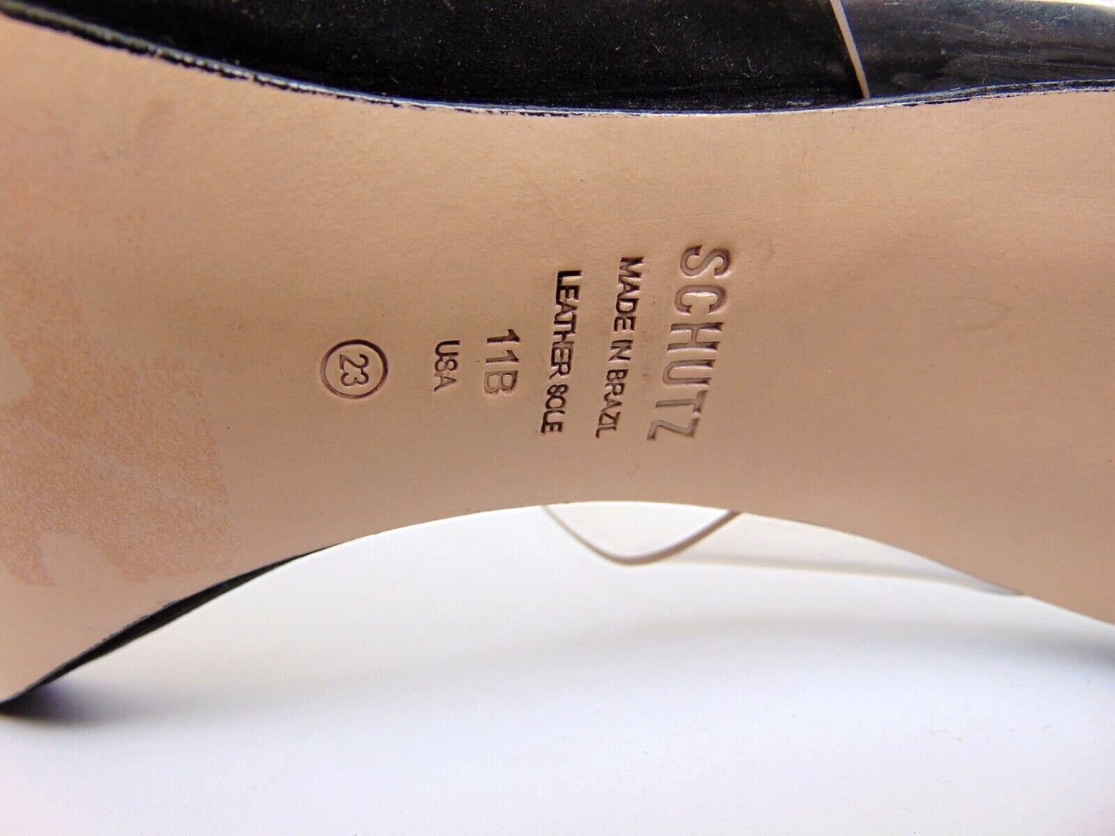 Schutz Womens Ariella Black Suede Slide Clear Heels Sandals Shoes Size 11.0 B,