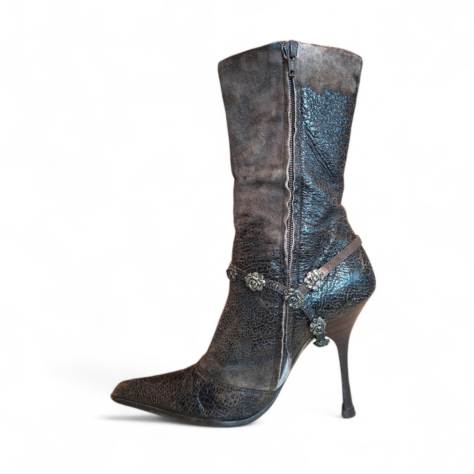 Roberto Cavalli Vicini Outsole Textured Stiletto Ankle Boots | EU 37 | US 7 | Ta