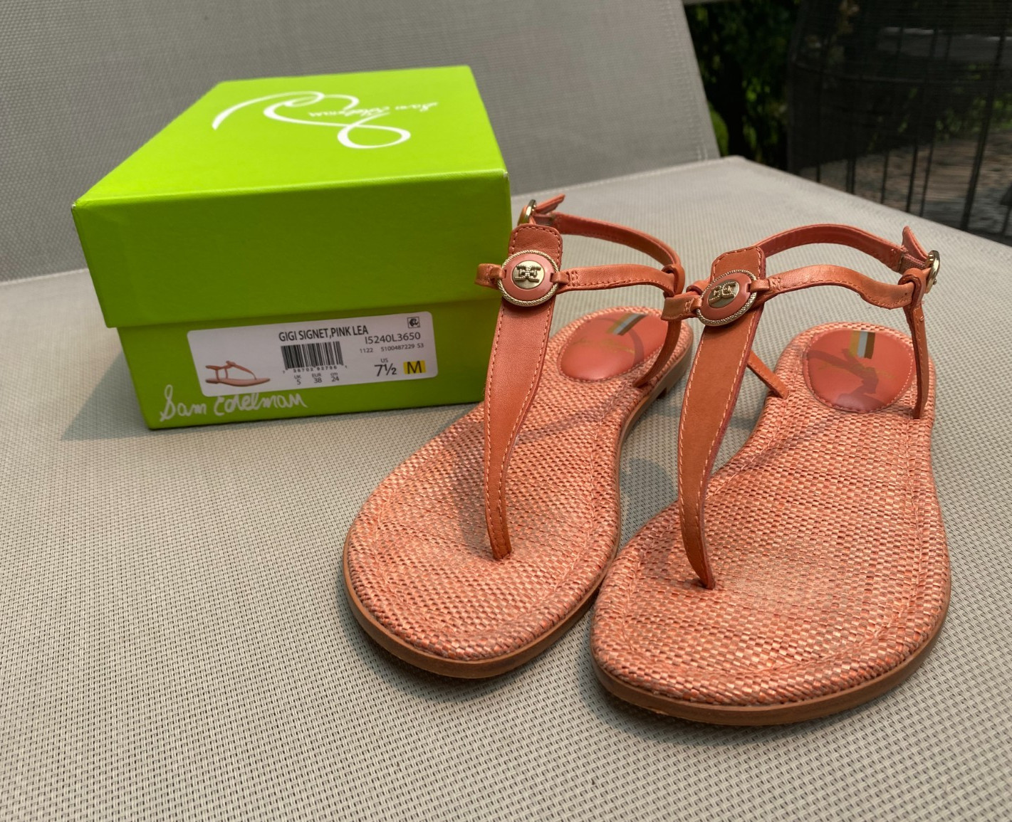 Sam Edelman Gigi Signet Slingback Sandals Size 7.5M Pink Lea Leather