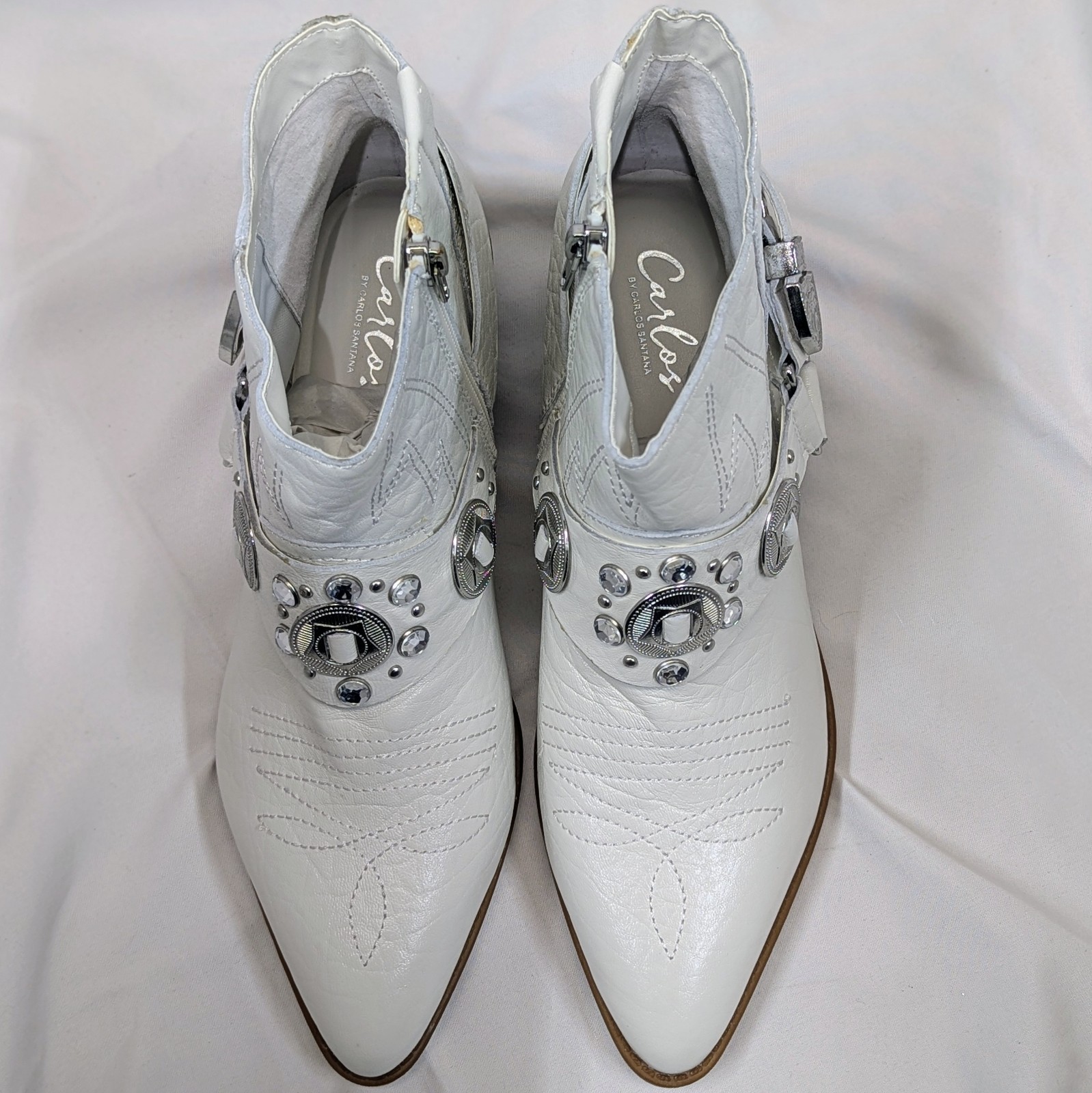 Carlos by Carlos Santana Marlene Leather Western Boots White Size 8.5 M NIB